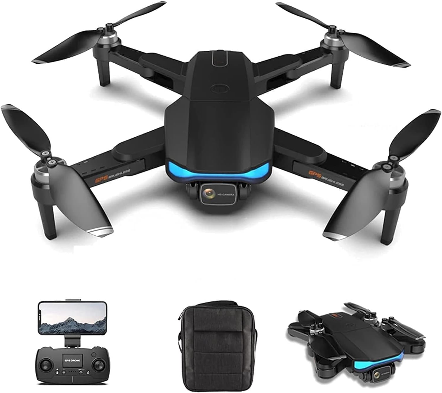 GPS 5G WiFi FPV Drone with 6K HD Camera Professional Brushless Motor RC Foldable Quadcopter 28 Minutes Flight Time Gesture Photo One Key Return Follow Me (BATTERY*1)
