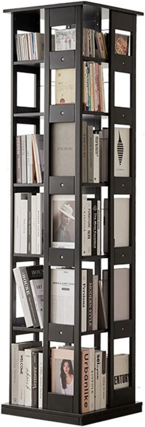 Rotating Bookshelf, Multi-Layer 360° Rotating Bookcase, Movable Open Independent Storage Storage Rack, Suitable for Bedroom, Living Room (Color : Walnut, Size : 6 Layers)