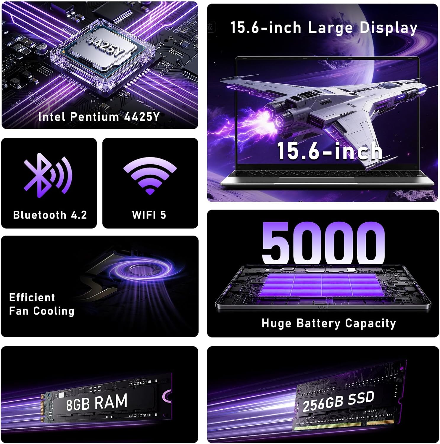 Laptop Computer 2026, 15.6 Inch Lap Top PC Window 11 Pro, 8GB RAM 256GB SSD, Int Pentium Gold Processor 4425Y, 2-Year Warranty, Bluetooth, Mini HDMI, FHD 1920 * 1080, Office 365, Business