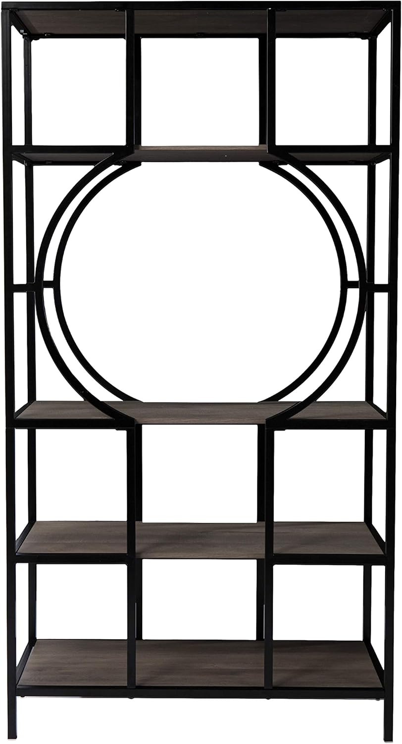 SEI Furniture Tyberton 5-Tier Bookcase, Natural/Black