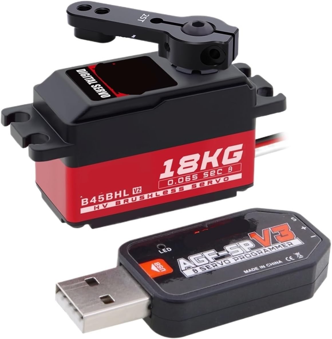 Fast B45BHL V2 18KG Brushless Digital Programmable Low Profile Remote Control Servo for 1/10(B45BHL V2 set2)