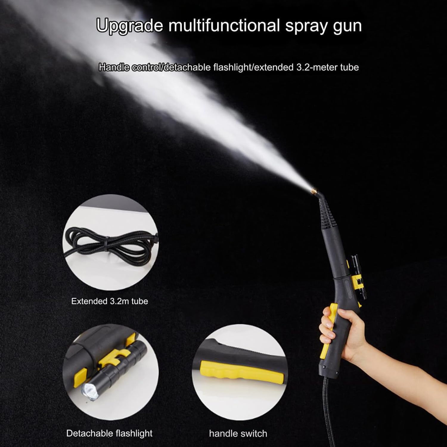 YXHQWEF-CXBFHS 2600W Multi-purpose Household Steam Cleaner 3.5Bar Pressurized 110℃ High Temperature Kitchen Car Cleaning Steam Machine,Yellow