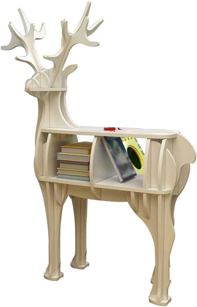 Book Shelf Stand Organizer Creative Deer Shape Landing Book Rack, Study Modern Geometric Animals Magazine Rack Bookcase, Clubhouse Art Decoration, Easy to Install