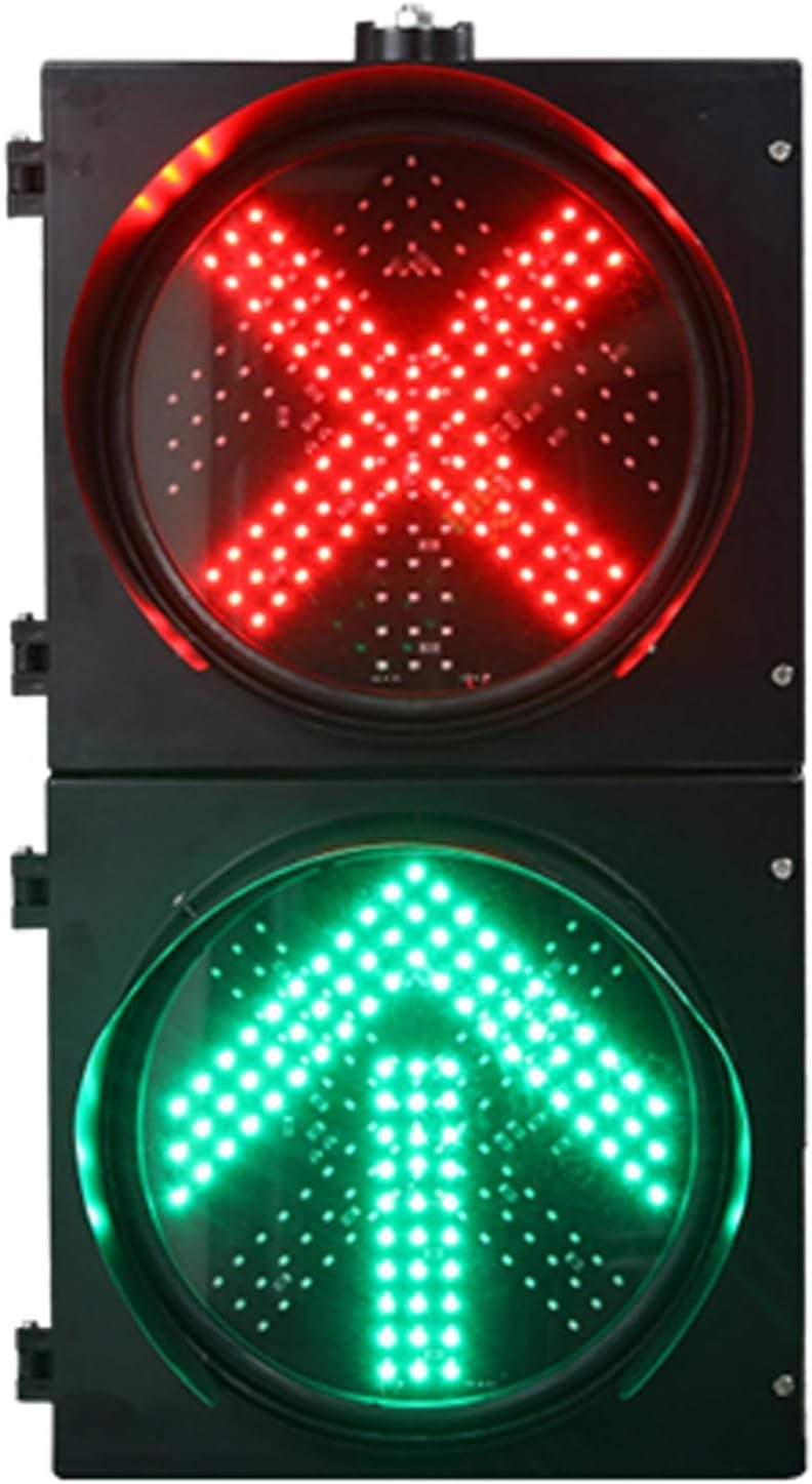 Stop Light Lamp, Red Cross and Green Arrow LED Traffic Light, Industrial Indicator Warning Light, IP53 Outdoor Waterproof, for Road, Intersections, Shopping Mall(AC 220V,300mm/12in)