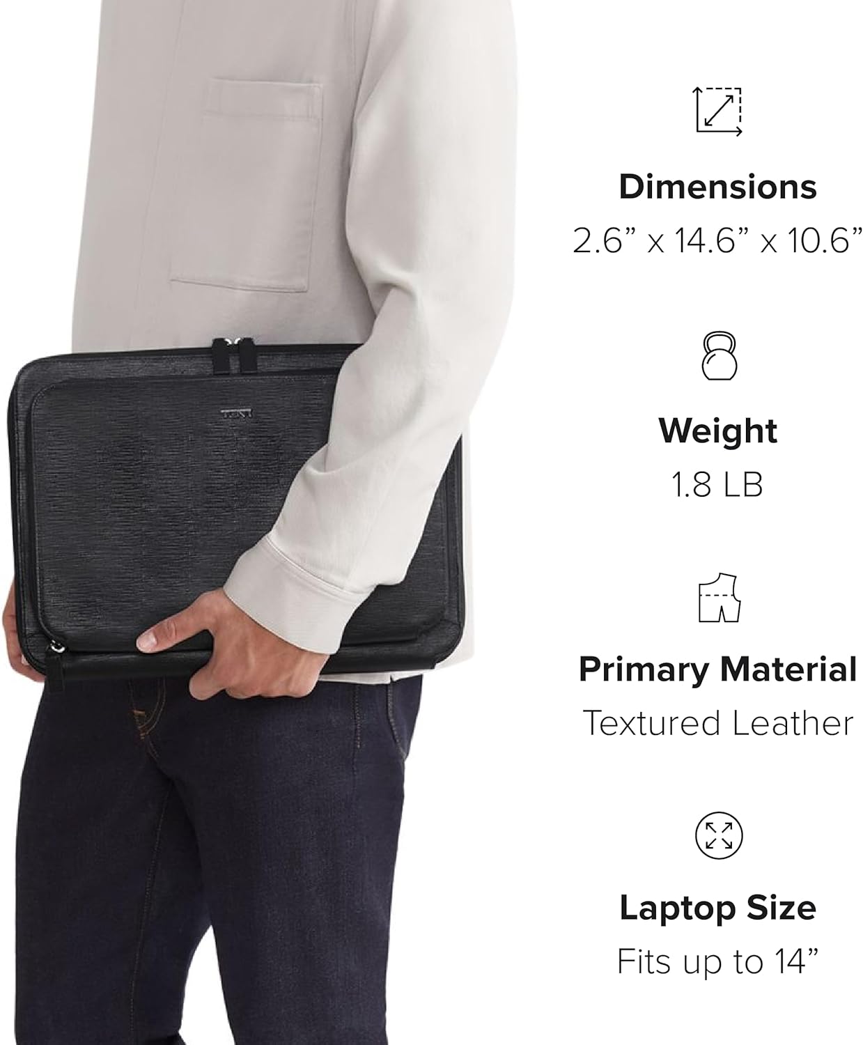 TUMI - Nassau Laptop Portfolio - Men's Leather Tech and Document Work and Travel Bag - Fits up to 14