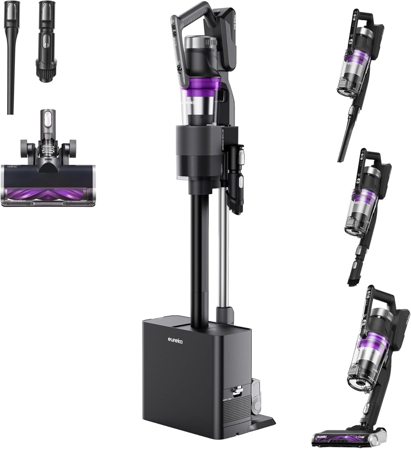 Eureka Cordless Vacuum Cleaner Lightweight, Stick Vacuum Rechargeable for Hardwood, Pet Hair, Blue w/Clean Station, Stylus Elite NEC490SE