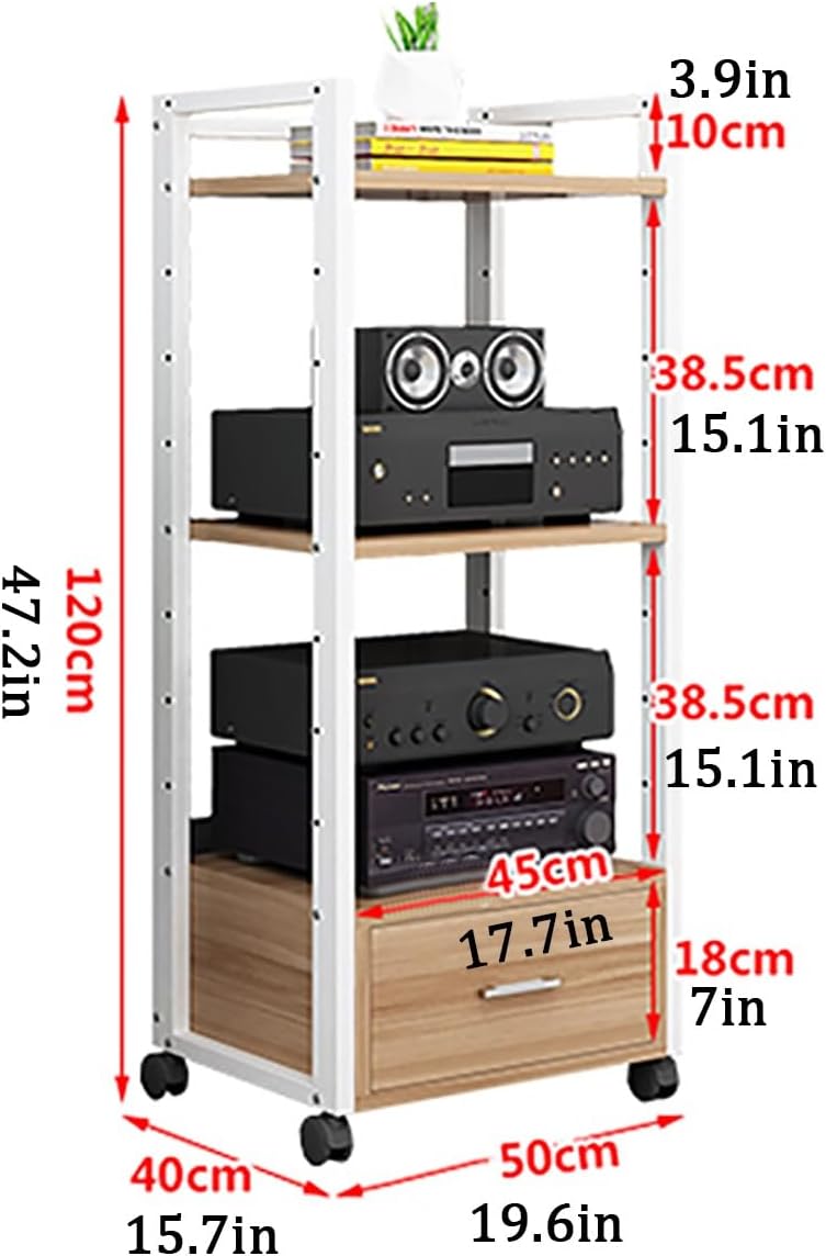 3-Tier Media Stand with Wheels
