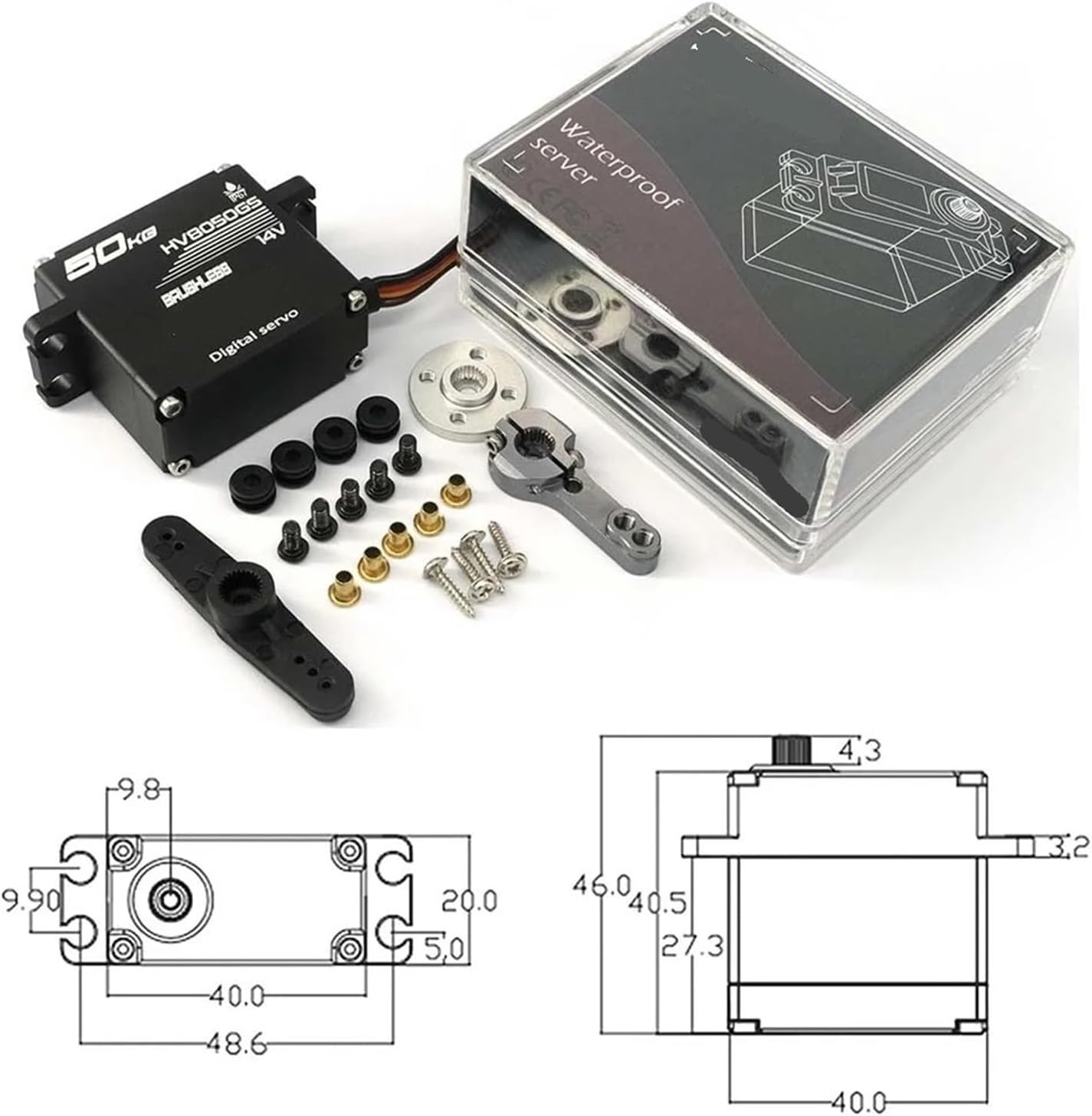 Servo 50KG Waterproof Servo BLS-HV50MG 180°/270°/360° Aluminum Alloy Digital 14V High Voltage Brushless Servo(BLS-HV8050GS 360)