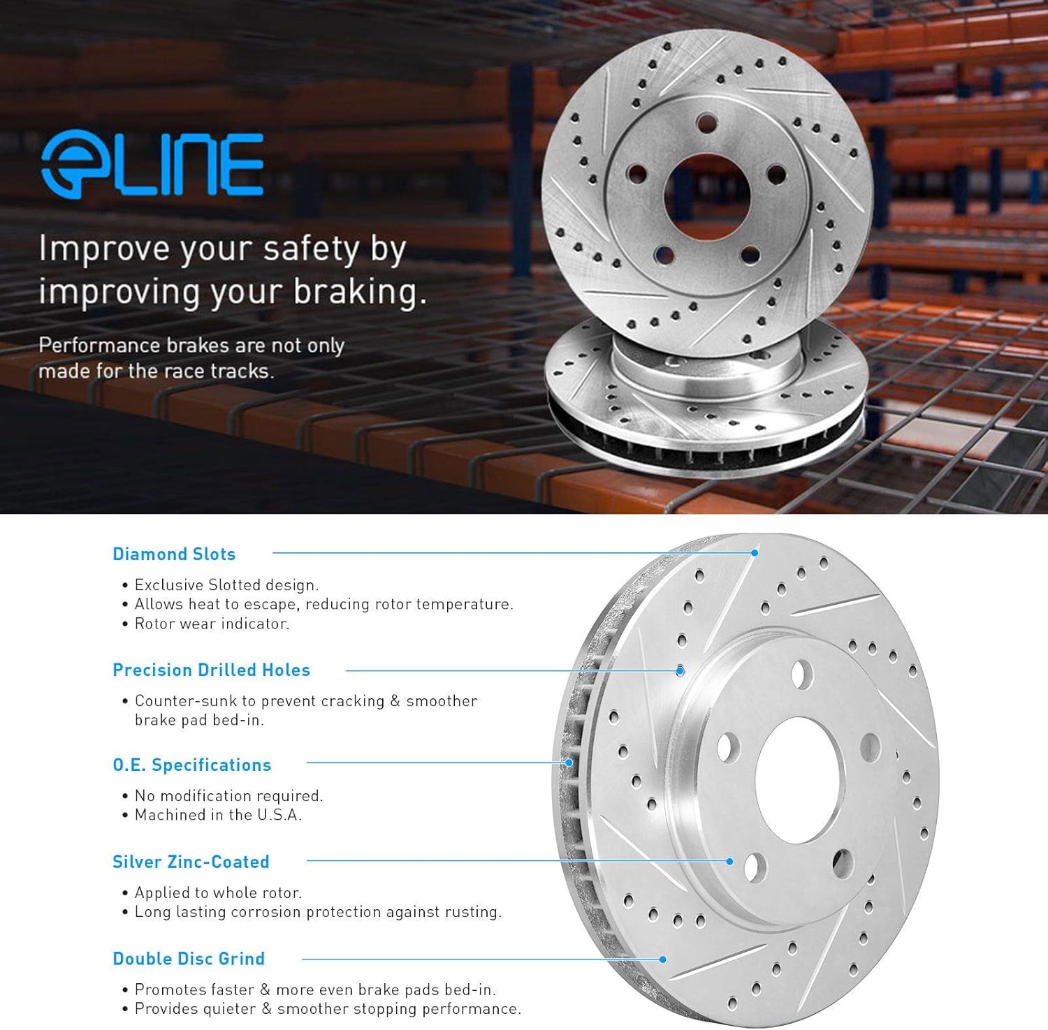R1 Concepts Front and Rear Brake Kit For 2016-2020 Lexus GS, 2015-2021 Lexus RC F| Drilled Slotted Brake Rotors| Optimum OEP Brake Pads and Rotors Kit