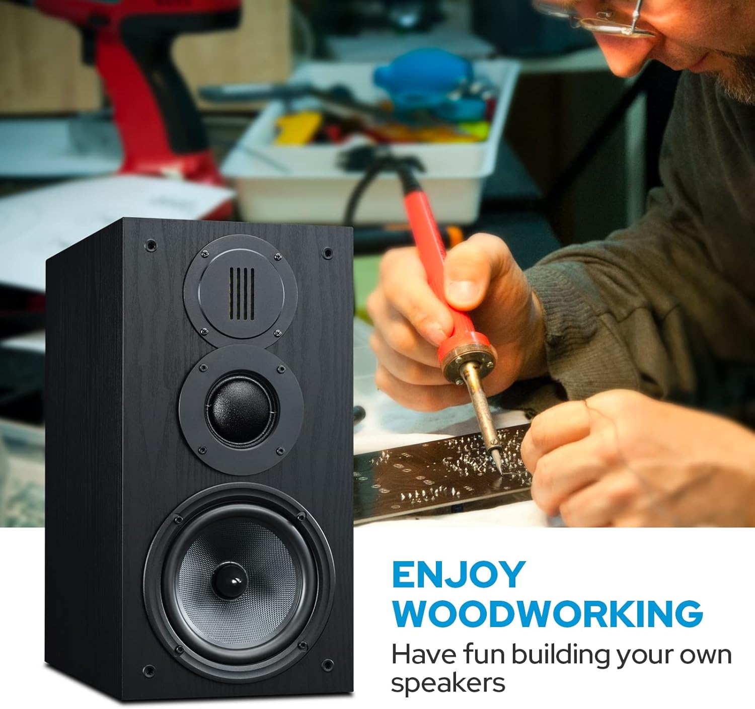 HiVi-Swans DIY 3 Way Passive Bookshelf Speakers Pair - DIY Speaker Kit-Peak Power 120 Watt Home Theater Bookshelf Speakers for Surrounds or Front