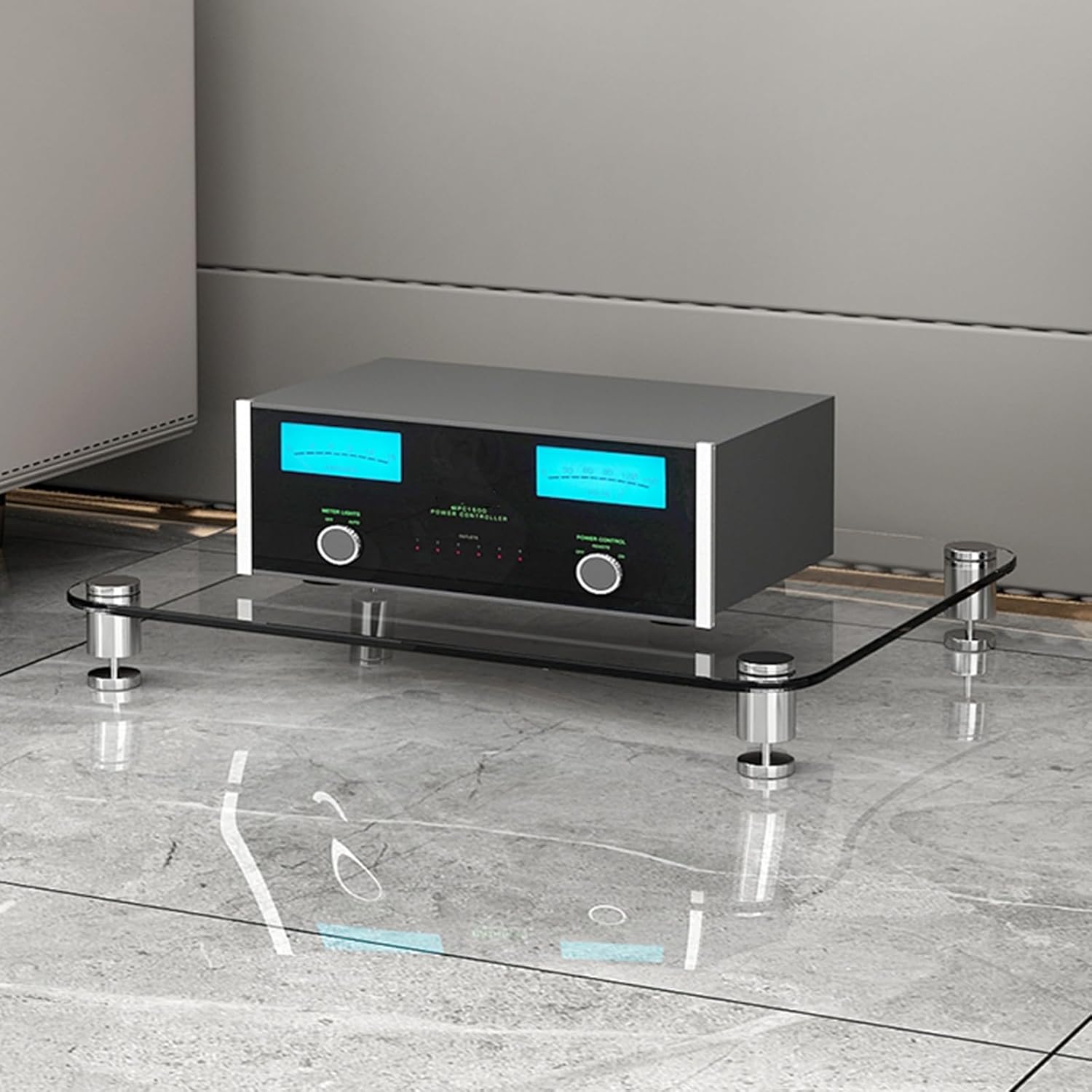 TV Shelf with Strengthened Tempered Glasses Media Stand