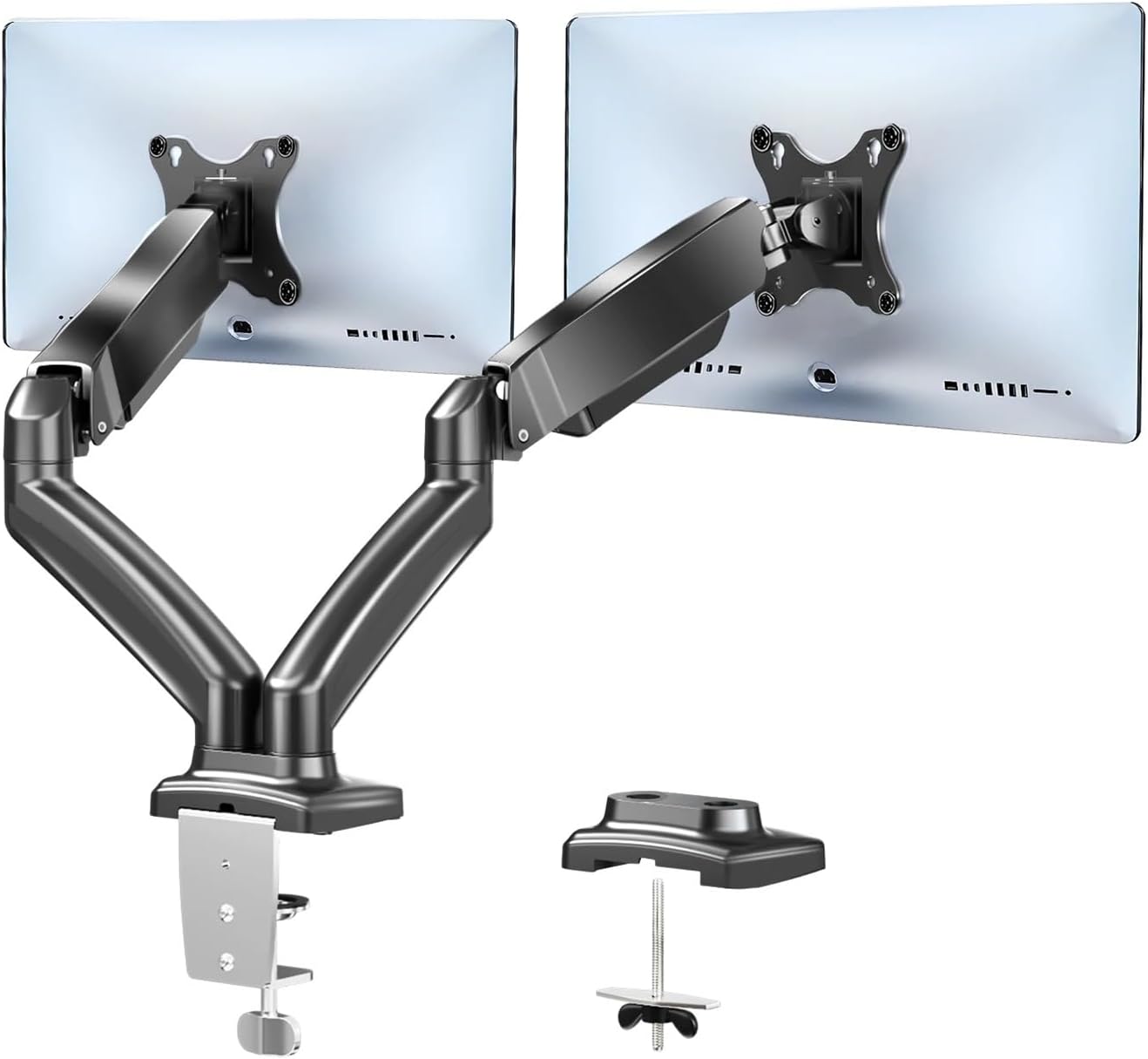 Dual Arm Stand 13~27 Inch Desktop Standing Desk Clamp LCD LED Monitor Mounting Arm, Fully Movable