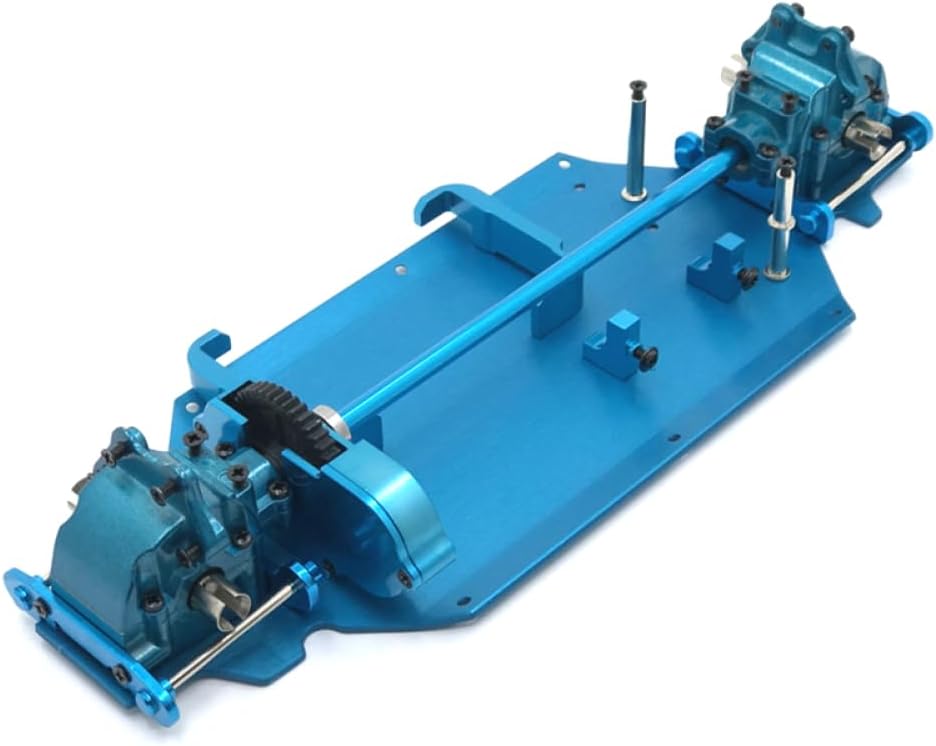 Upgrade Metal Bottom Plate Gearbox Differential Center Drive Package Compatible with 1/14 144010 144001 144002 RC Car Parts(Blue)
