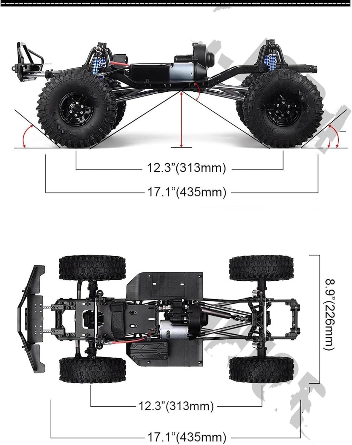 RC Car Parts for SCX10 for SCX10 II 90046 90047 1/10 313mm 12.3