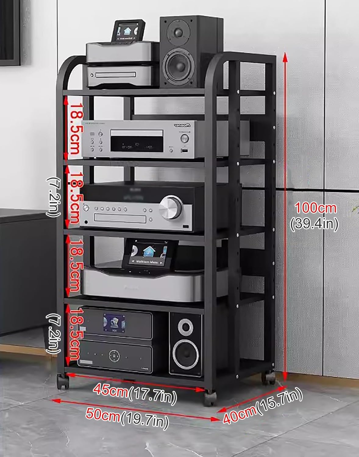 Floor Stereo Racks And Stands On Wheels- 79/100cm Tall