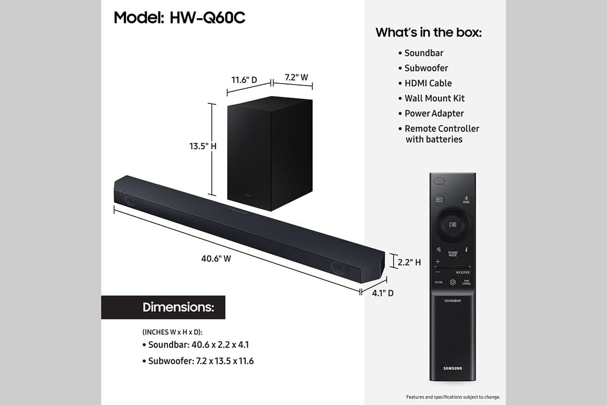 SAMSUNG HW-Q60C 3.1ch Soundbar w/Dolby Audio