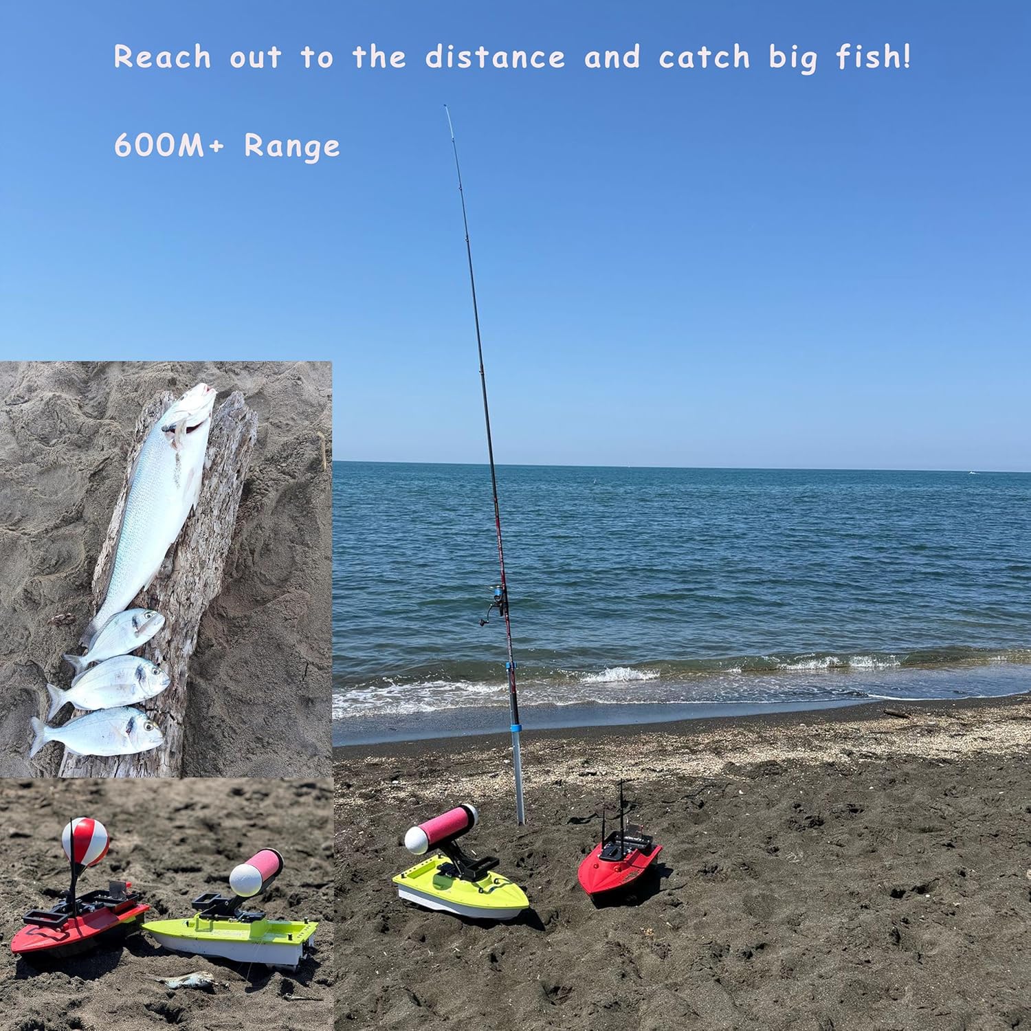 S80 Brushless Motor Super Speed Saltwater Fishing Bait Boat with GPS for Surf Fishing with Digital Releases,IP 66 Waterproof,500M Range,5 Meters/Second