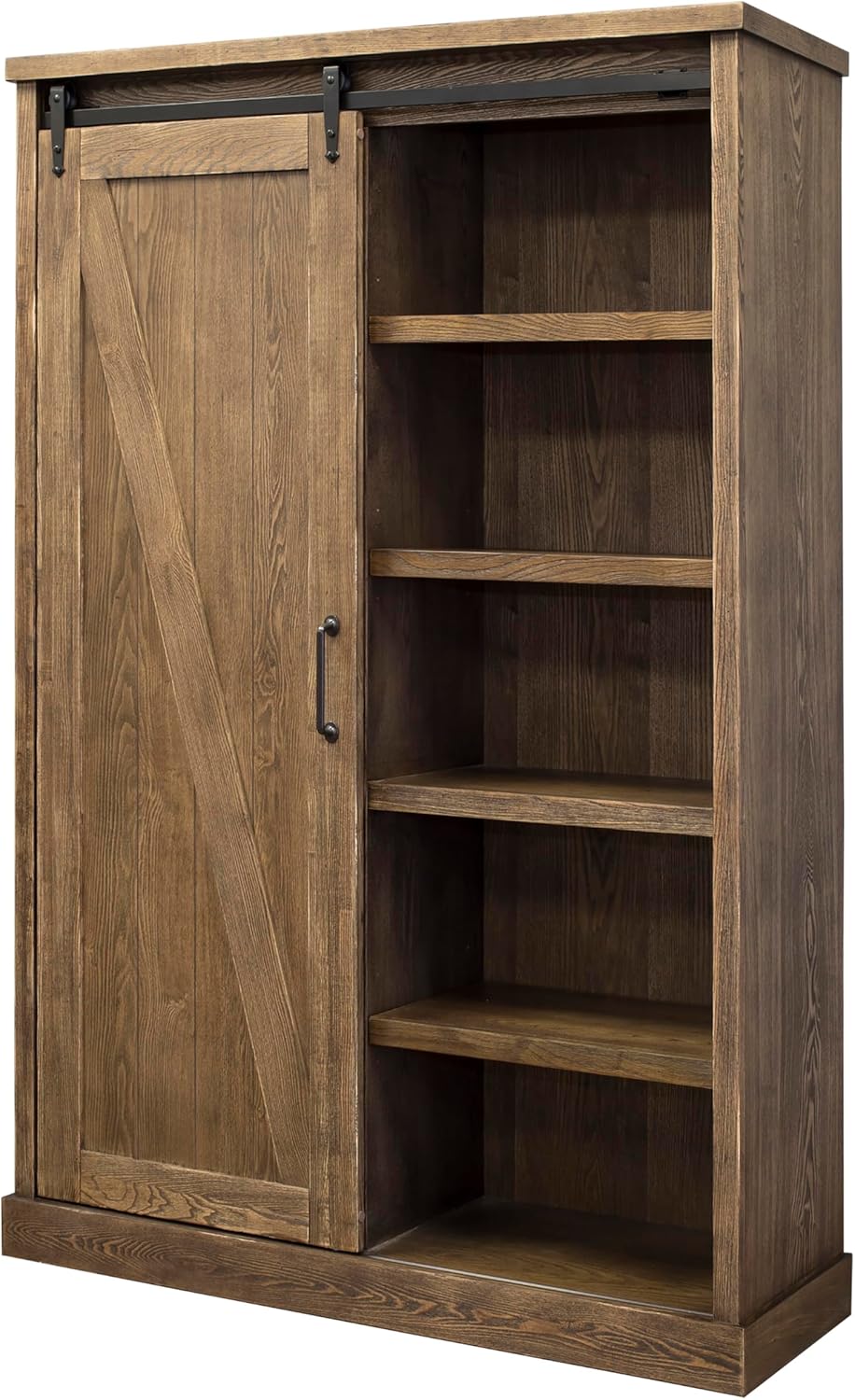 Martin Furniture Avondale Rustic Barn Door Bookcase Wood Shelving Office Bookcase Brown