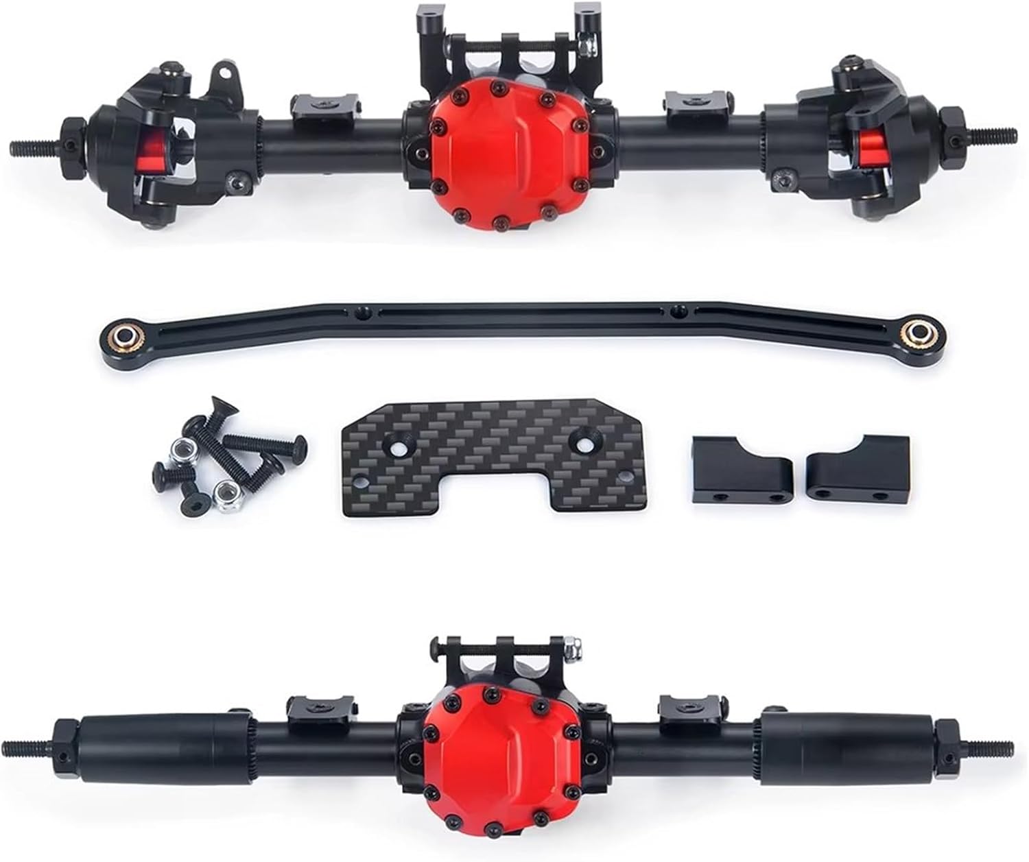 Compatible with Axial for SCX10 II AX90046 90047 90027 1/10 RC for Rock Crawler Car Parts Metal Front Rear Axle Straight Complete Axle RC Car Part Accessories(Front and Rear)
