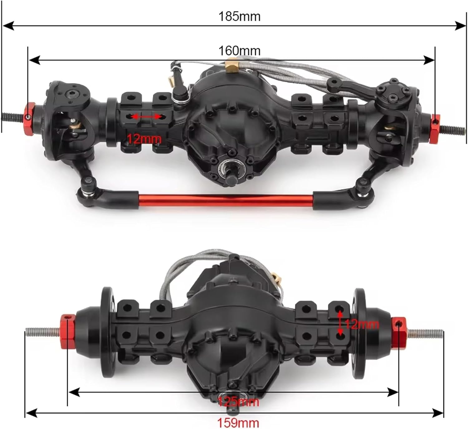 RC Front Rear Drive Axle Compatible with Tamiya 1/14 RC Trailer Tractor Tow Drag Truck Part CNC Metal Front Rear Axle Differential Axle Built-in Gear