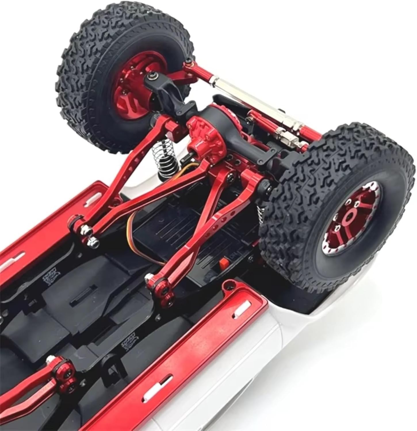 RC Models Parts For WPL C64 1/16 RC Car Parts Metal Upgrade Front And Rear Axle/Wheel Hub/Foot Pedal/Pull Rod/Servo For Seat Set(White)