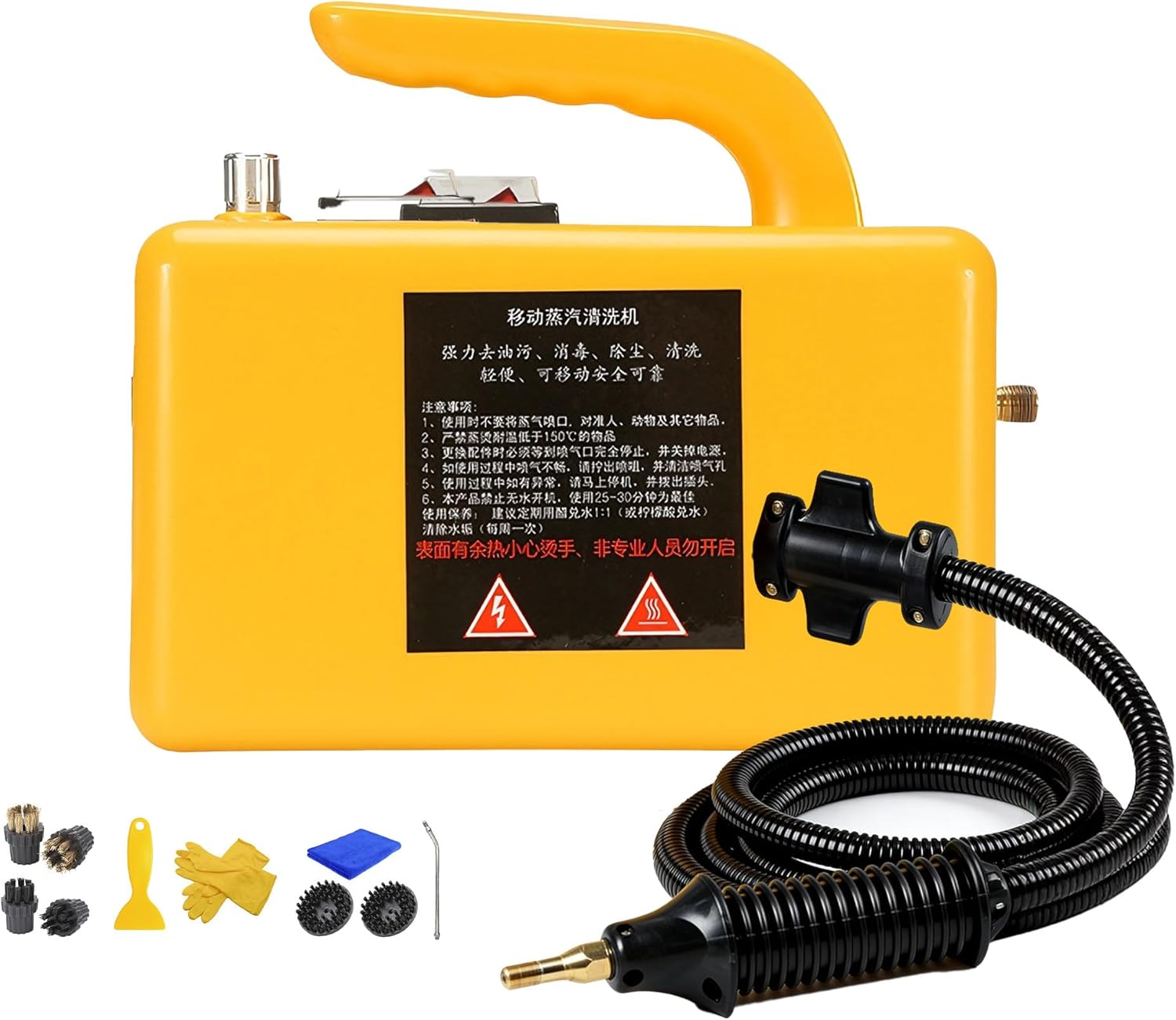 ZHDANB 2600W steam Cleaner Machine, steam Cleaner for car, Adjustable steam, 20s Quick Heat-Up, Includes 6 Brush Heads, steam Cleaner with Accessories, for Kitchen,Car,Grout Basic-110V