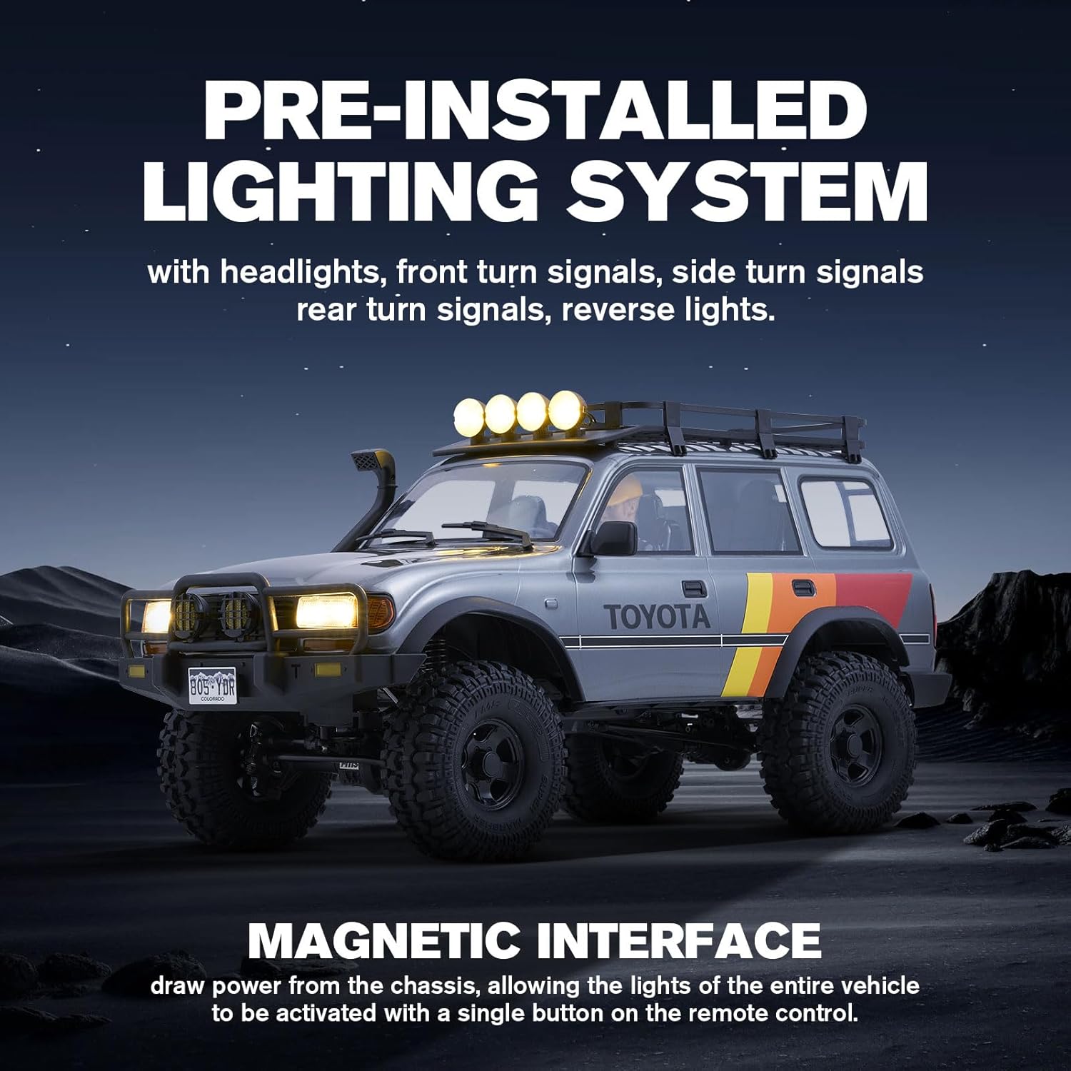 FMS 1/10 LC80 RC Crawler, FCX10 Toyota RC Rock Crawler with Lighting, Hobby Grade Offroad RC Car for Adults, RS Need to Complete (Grey)