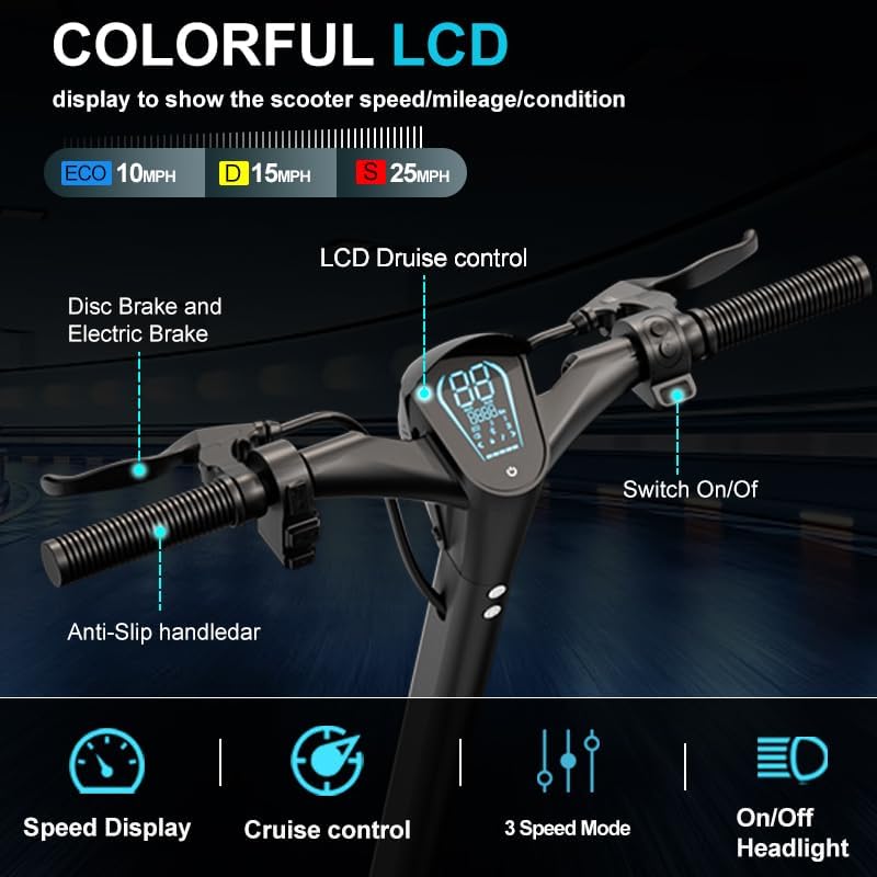 Electric Scooter with 500W/800w Motor up to 19/25 MPH & 21 /28Miles Range, 10 inch Pneumatic Tires,Smart APP Control, Scooter with Dual Brakes, E Scooter with Dual Braking for Adult