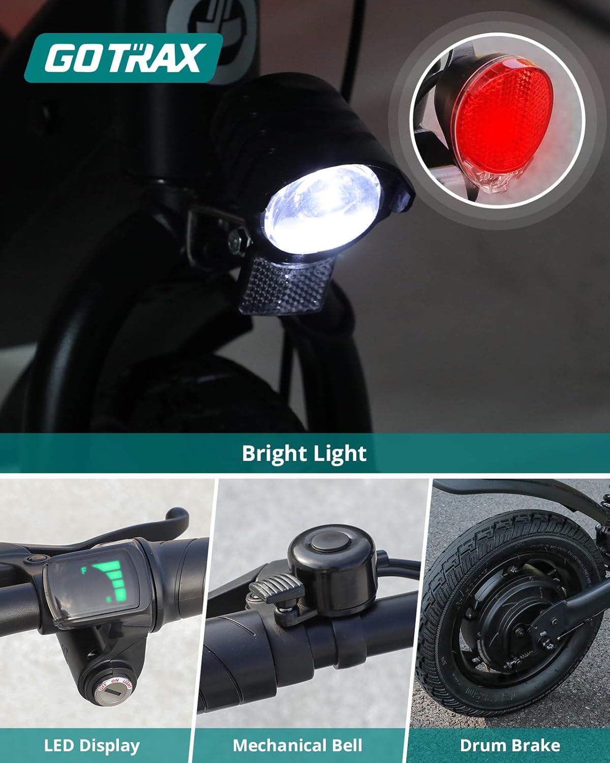 Gotrax A3 Electric Scooter with Seat for Adults, 350W Motor, 15.5MPH Top Speed, Max 9.5 Miles Range, 12