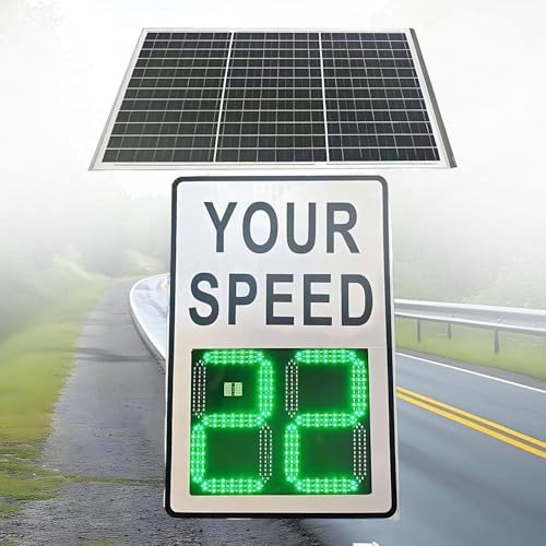 60x90cm Solar Radar Speed Sign, 24GHz Traffic Display, IP56 Waterproof, Long-Range Detection (0-300m), Highway & Speed-Limited Road Safety Sign, Enhanced Visibility