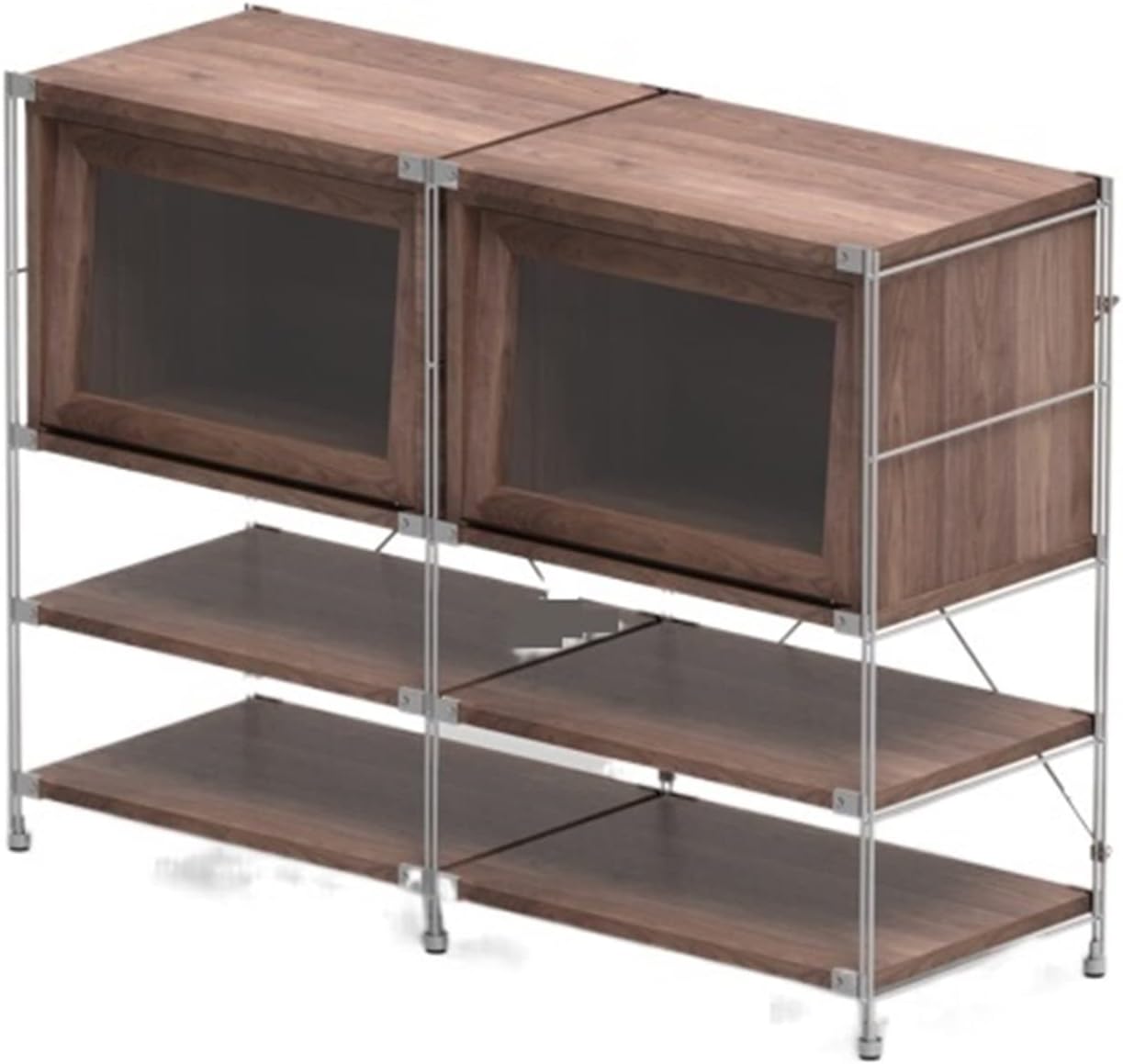 KIRANDY Stainless Steel Magazine Side Cabinet, Floor Bookcase TV Cabinet Shelf for Bedroom and Living Room (Color : 119x40x86cm set3)