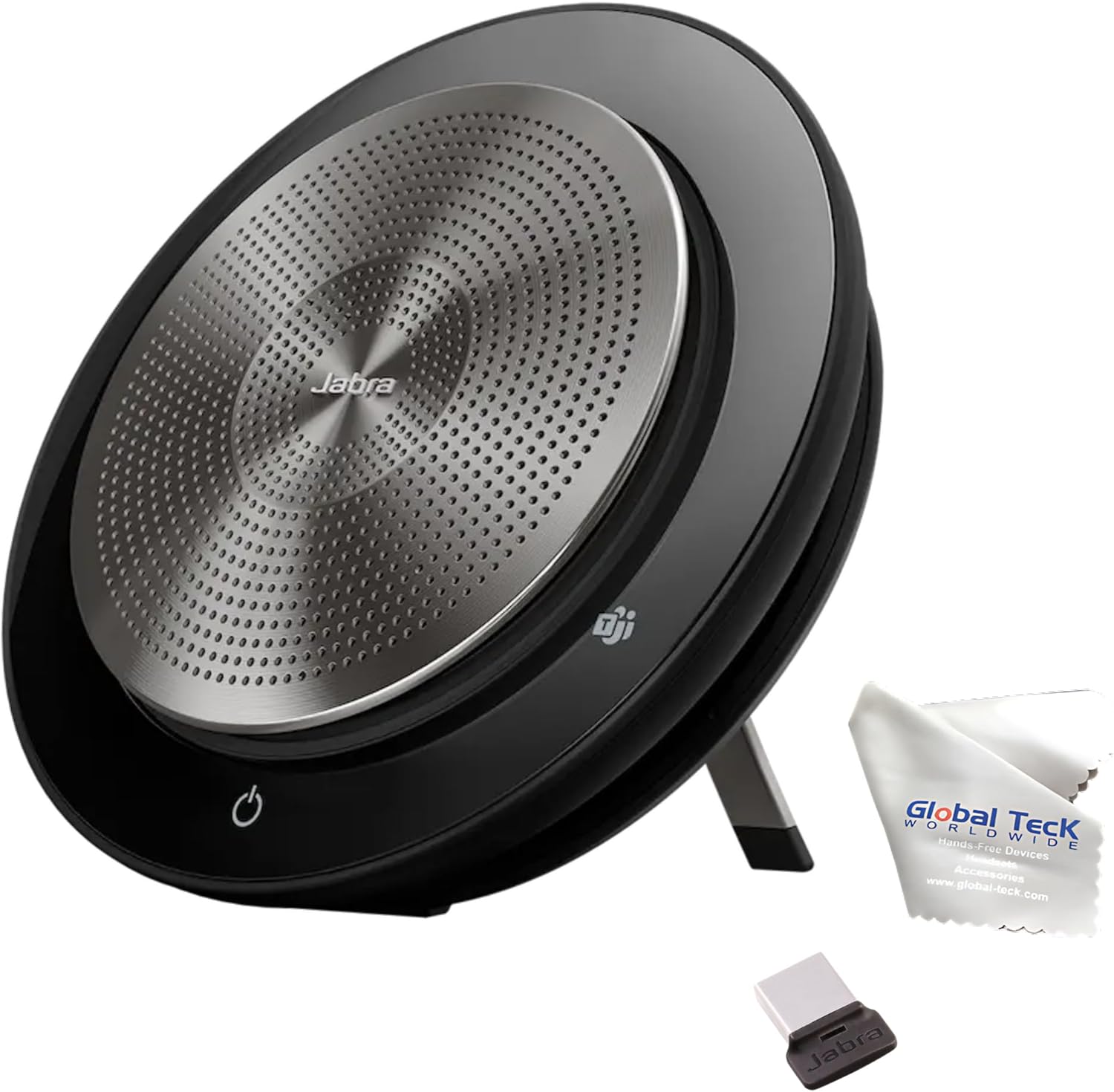 Jabra Speak 750 MS Speakerphone with Bluetooth Dongle- Teams Version- PC, MAC, Tablet, Smartphone Compatible, 7700-309 Bundle with Global Teck Microfiber Cloth