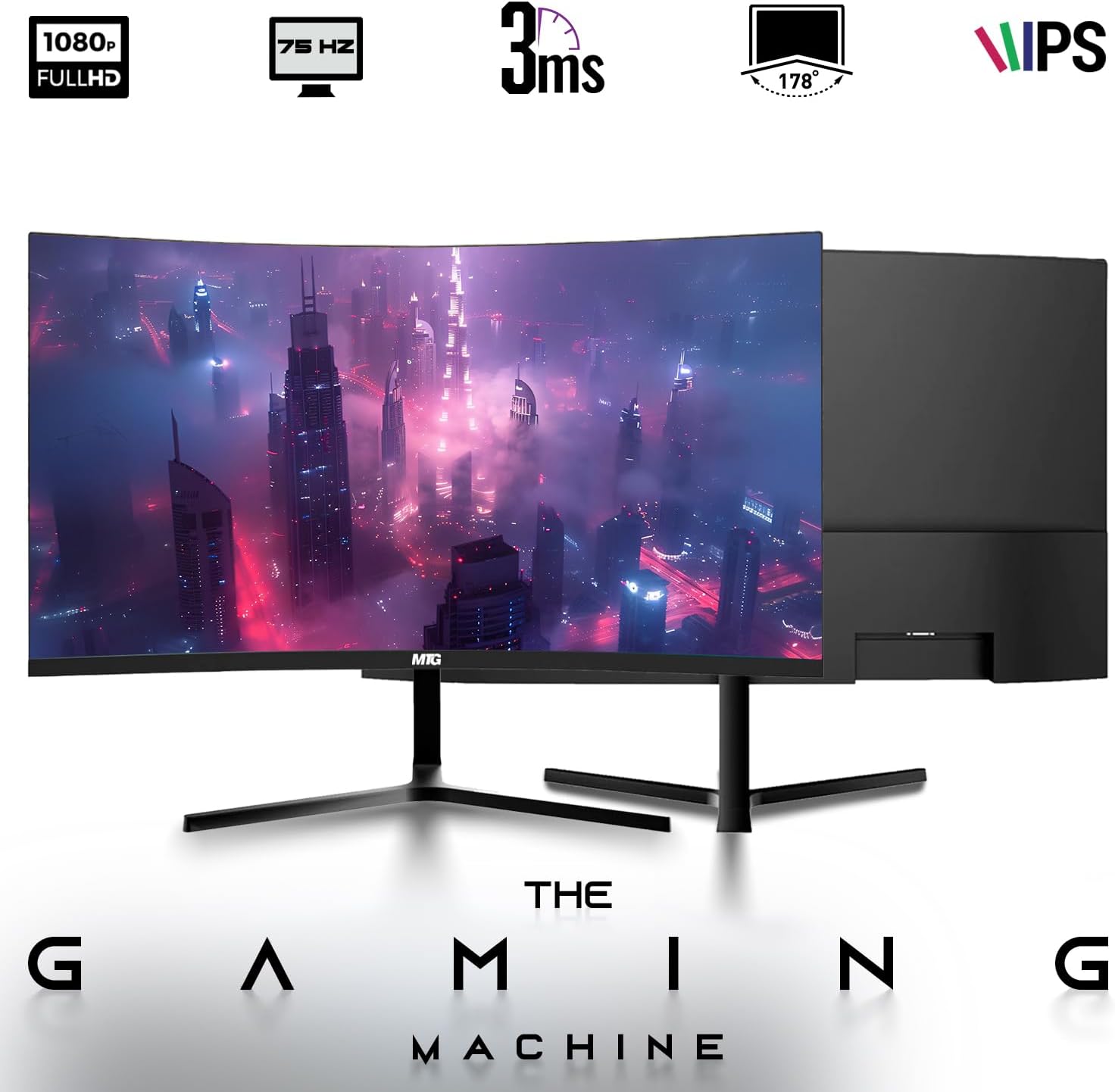 HP Full Dark Gaming PC Desktop Computer Phoenix AMD A10-9700, GT 1030, 16GB RAM, 1TB SSD, Dual 32 Inch Curved Monitor, RGB KBM with AI Copilot, WiFi, RGB Headphone, Webcam, Windows 11 (Renewed)