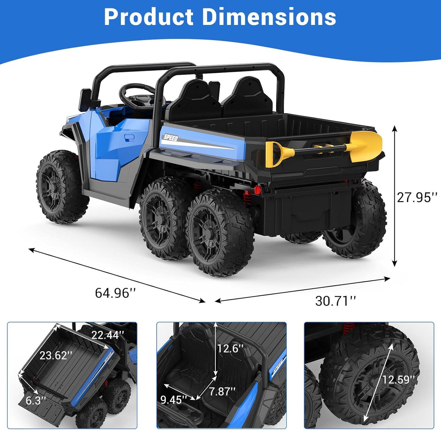 24V Kids Ride-on Dump Truck with Remote Control, Electric Dump Bed & Shovel, Music Player & Key Start, Safety-Focused Ride-on Car, Ideal Gift for Boys and Girls