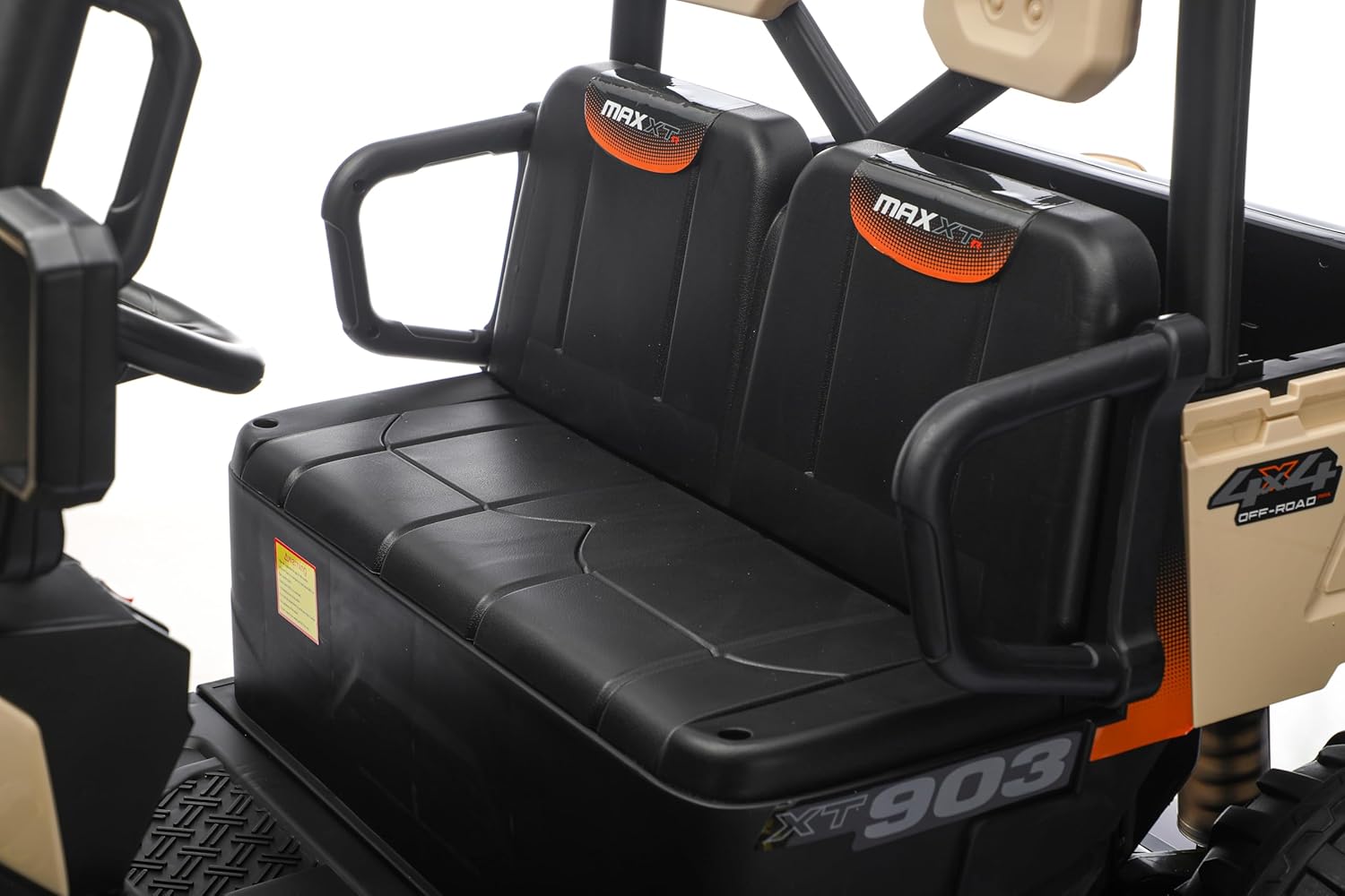 24V Kids Golf Cart, 4WD 2 Seater Ride on Car w/Sun Shade, Storage Trunk & Remote Control, Electric Vehicle w/LED Lights, Realistic Sounds & Wireless Connection, Gift for Boys Girls 3+ (Beige)