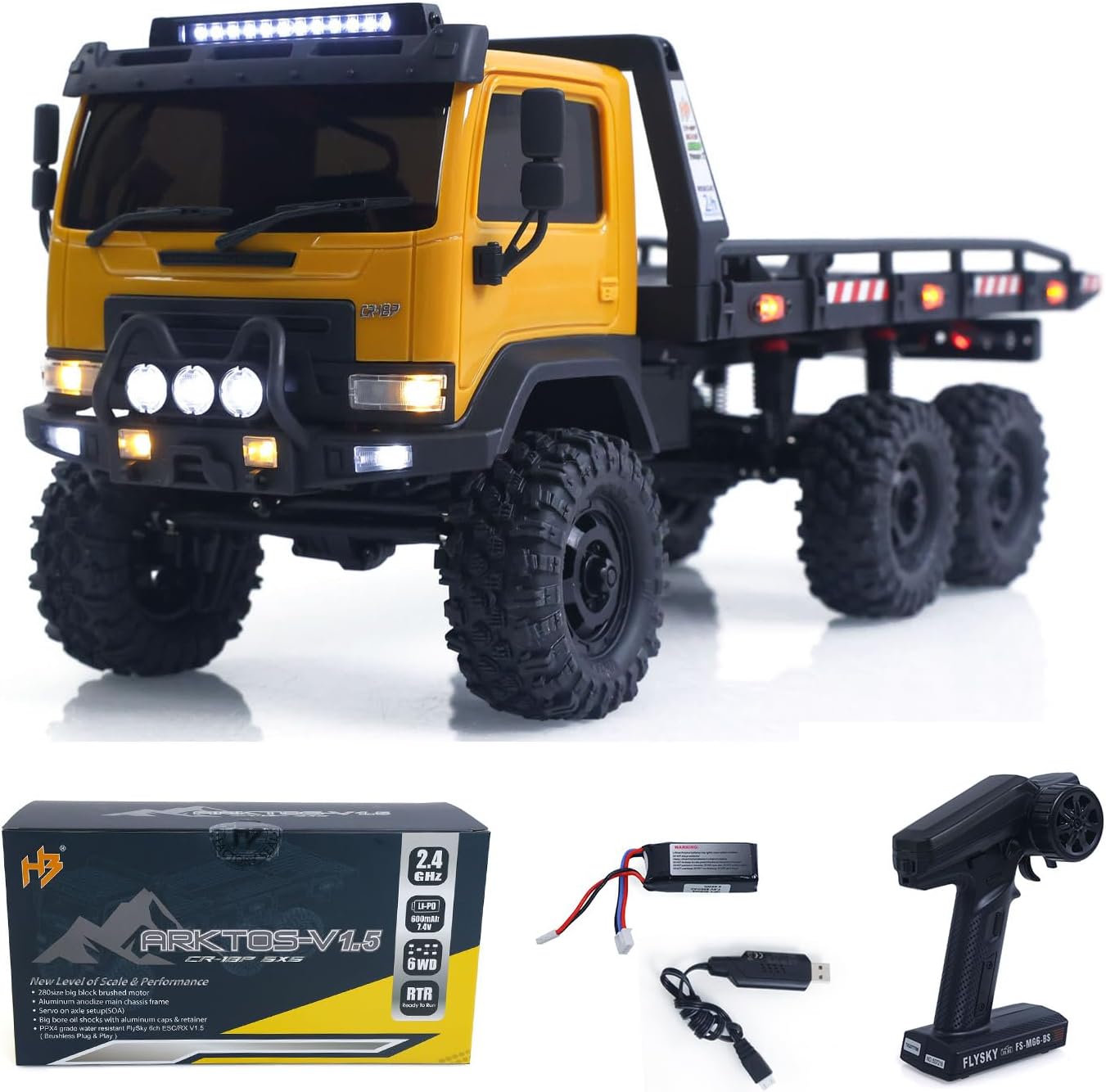TOUCAN RC HOBBY 1/18 Remote Control Off Road Car 6X6 RC Flatbed Truck 2Speed Gearbox Flysky ESC 280 Brushed Motor 6CH Radio RTR for Adult Hobby