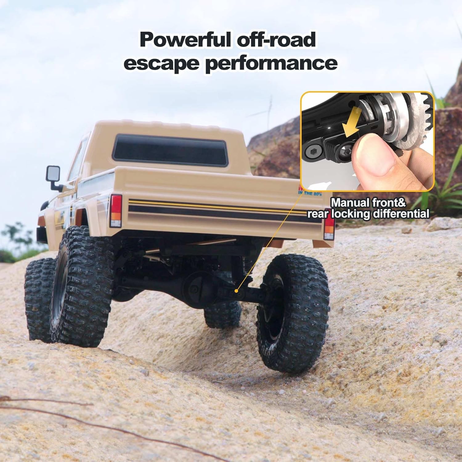 EAZYRC YKHOBBY 1/10 Scale 4X4 RC Rock Crawlers- LC79 Style 4WD Off-Road RC Rock Trucks, Manual Diff Locks, 2-Speed Transmission, Upgradeable Brushed Motor, 4WD Off-Road RS for Adults & Teens