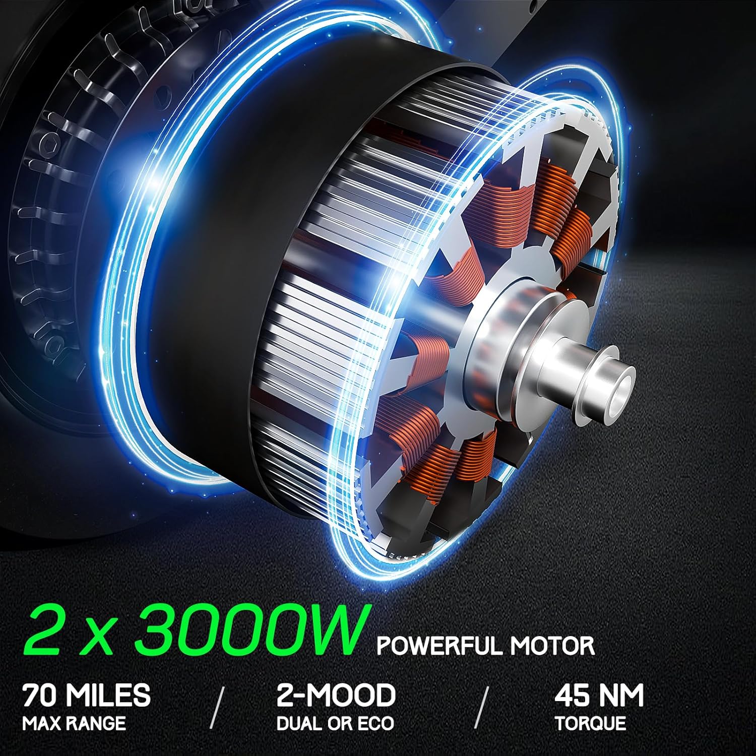 Electric Scooter Adult K8 6000w Dual Motor, Max Speed 50MPH Range 70 Miles, 12 Inch Street Tires Commuter Dual Suspension E-Scooter with Seat and RGB Light