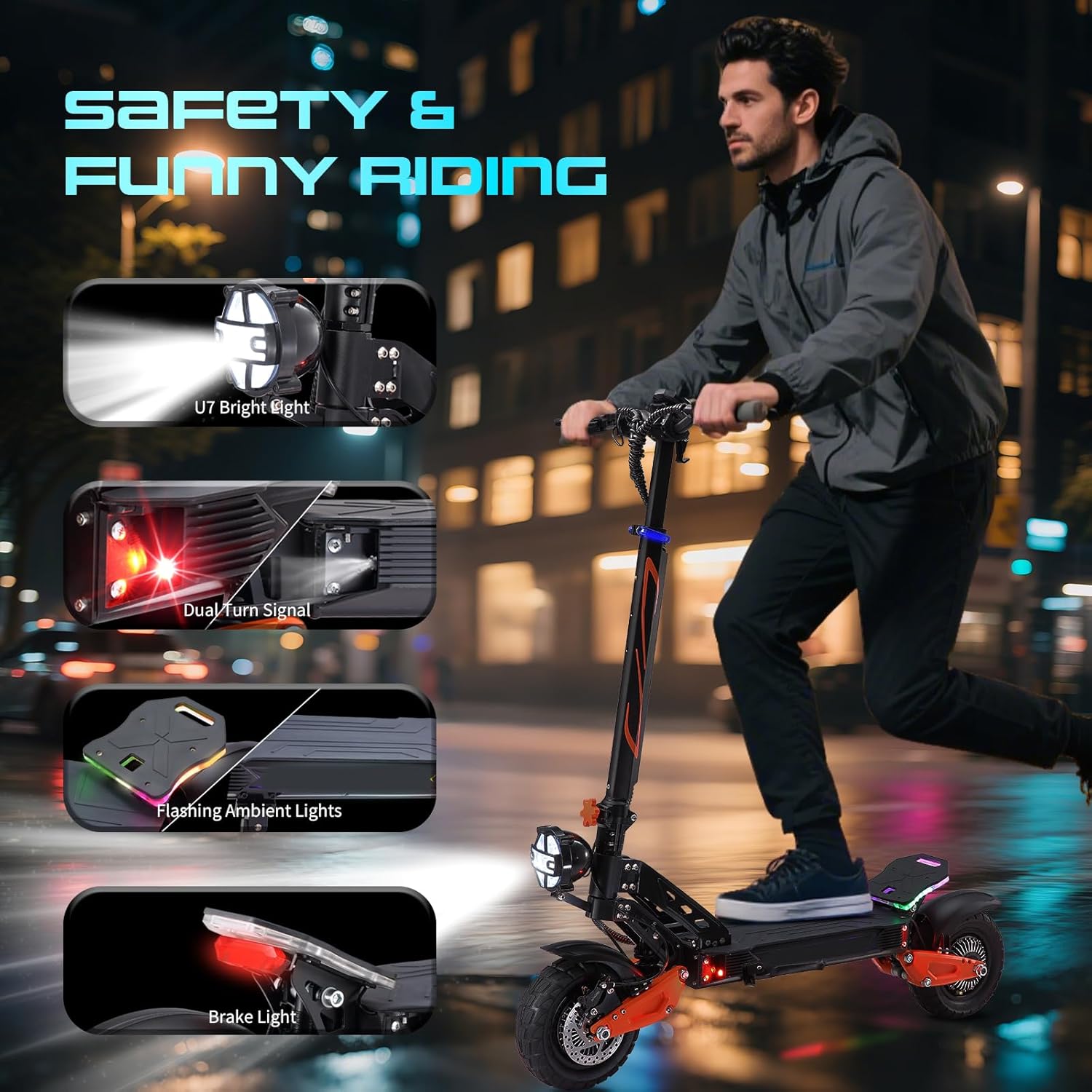 Electric Scooter for Adults, 1200/1600/5000/5600W Dual Motor Fast E Scooter, Up to 35-50 MPH Top Speed & 35-52 Miles Long Range, Dual Brake, Off-Road Tires, Foldable Scooter(UL Certificated)