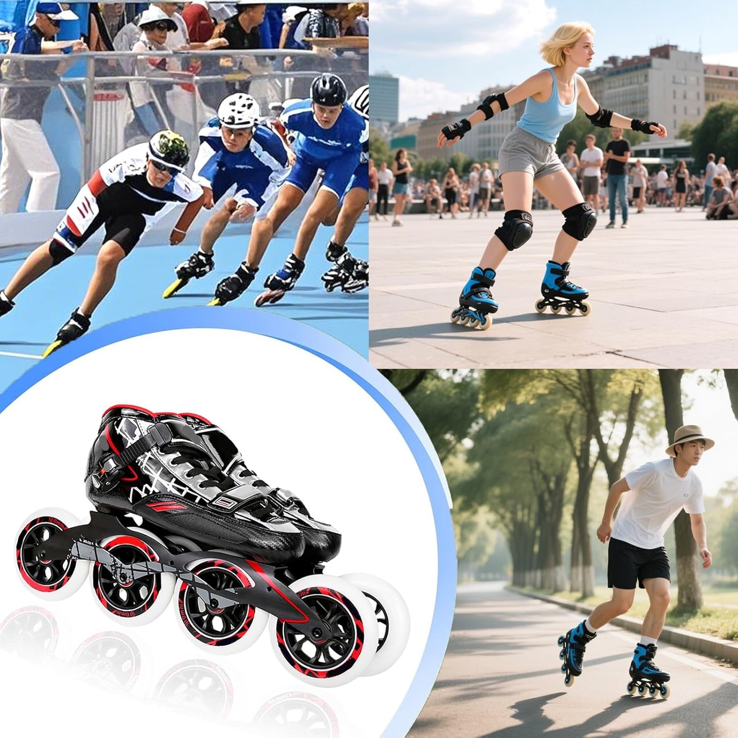 Inline Speed Skates for Men Women, Heat Moldable Professional Carbon Fibre Inline Skates Adult with High Precision ABEC-9 Bearings High Performance Fitness Racing Skates, Unisex