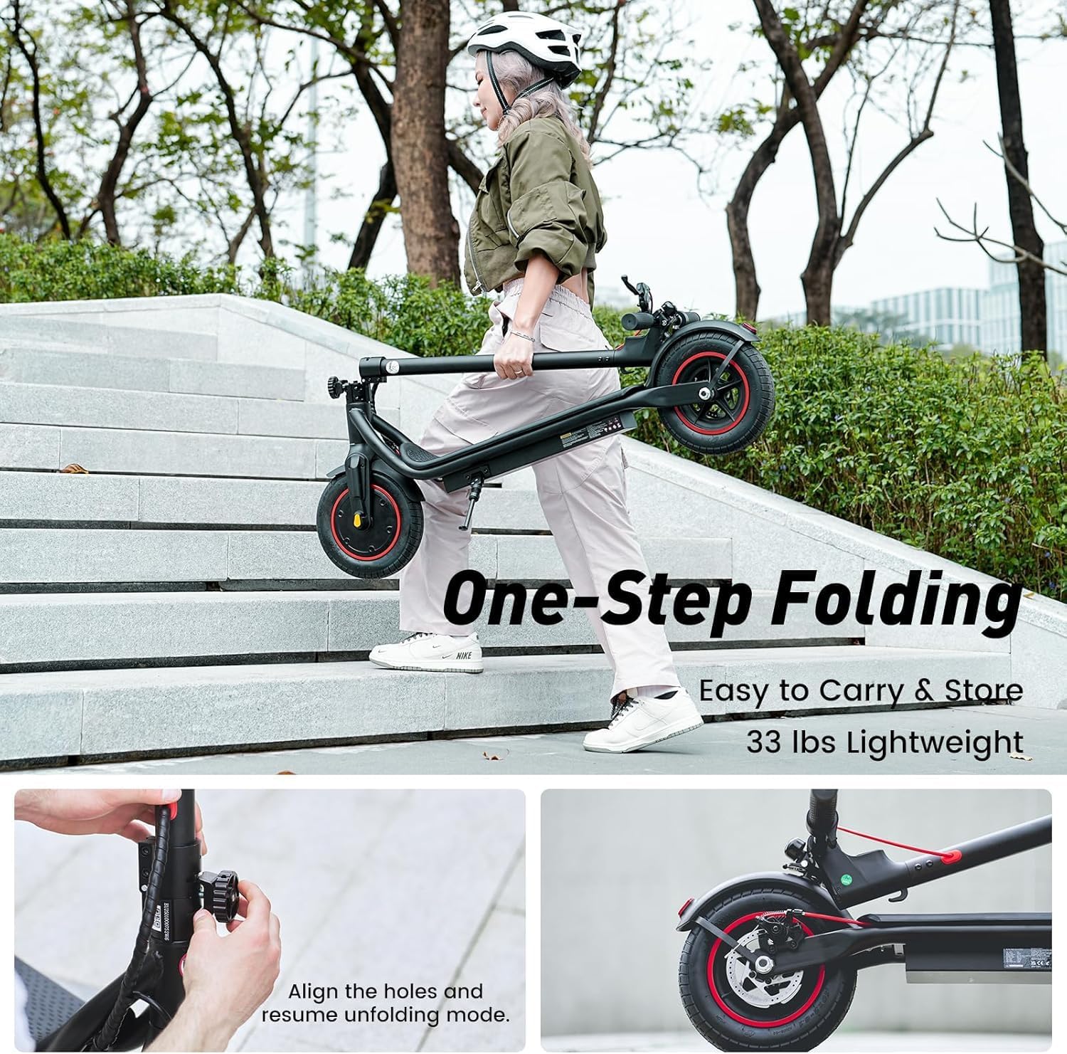 Electric Scooter, 23/21Miles Range, 22/18MPH Top Speed, 500/350W Powerful Motor, Foldable Commuter Scooter for Adults with Cruise Control, Double Braking Systems, APP Control