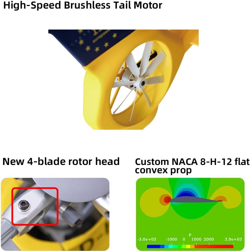 FLYWING EC135 RC Helicopter RTF EC 135 Scale Helicopter 6CH 470 Size rc Helicopters 4 Blades EC-135 Yellow 1:16 6CH Helicopters with New ACE Flight Controller