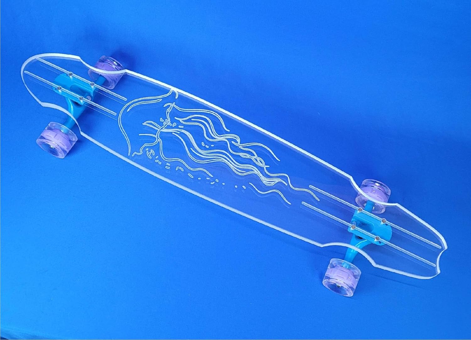 GHOST BOARDS Clear Longboard Skateboard - Transparent Acrylic Long Boards with Light-Up LED Wheels for Smooth Rides - Ride The Streets in Style with Longboard Built for Beginners & Pros Alike