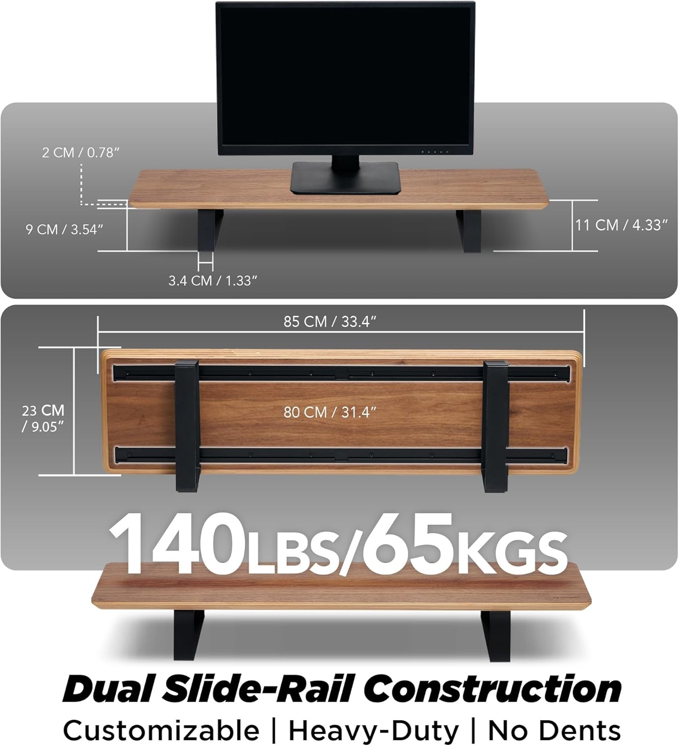Moodular Wooden Monitor Stand Walnut with Add-on Accessories Vertical Laptop Tray, Phone Stand for MagSafe, Tablet Stand, Headphone Stand