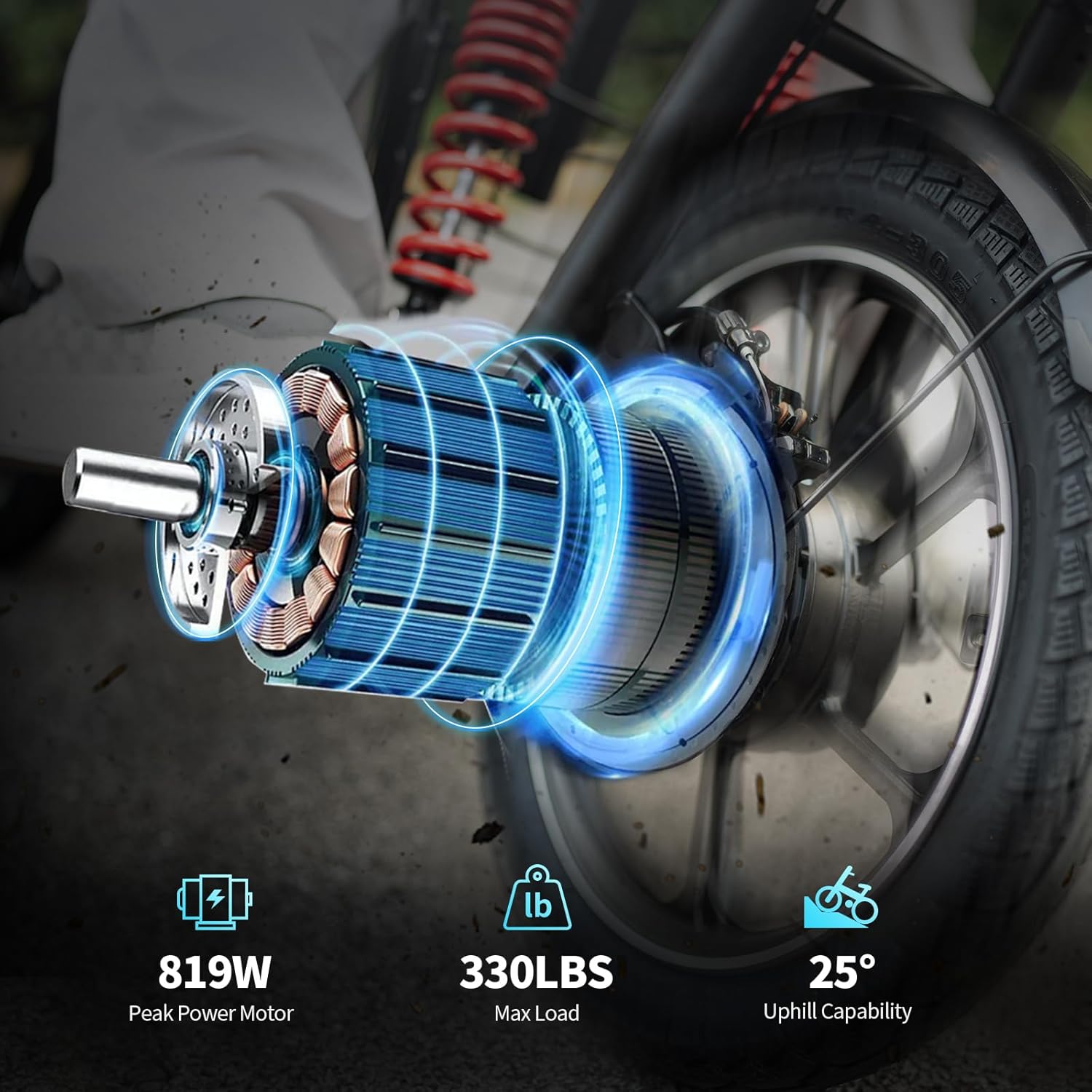 850W/ 819W Peak Electric Scooter with Seat, 20MPH & 25/40 Miles Range, Dual Suspension, Cruise Control, 14