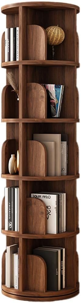 IOCCIOBB Bookcases 360° Bookshelf Children's Rotating Picture Book Stand Height Adjustable Bookshelf on Wall Corner Multi-Layer Storage Rack (Color : Walnut, Size : 46 * 162cm)