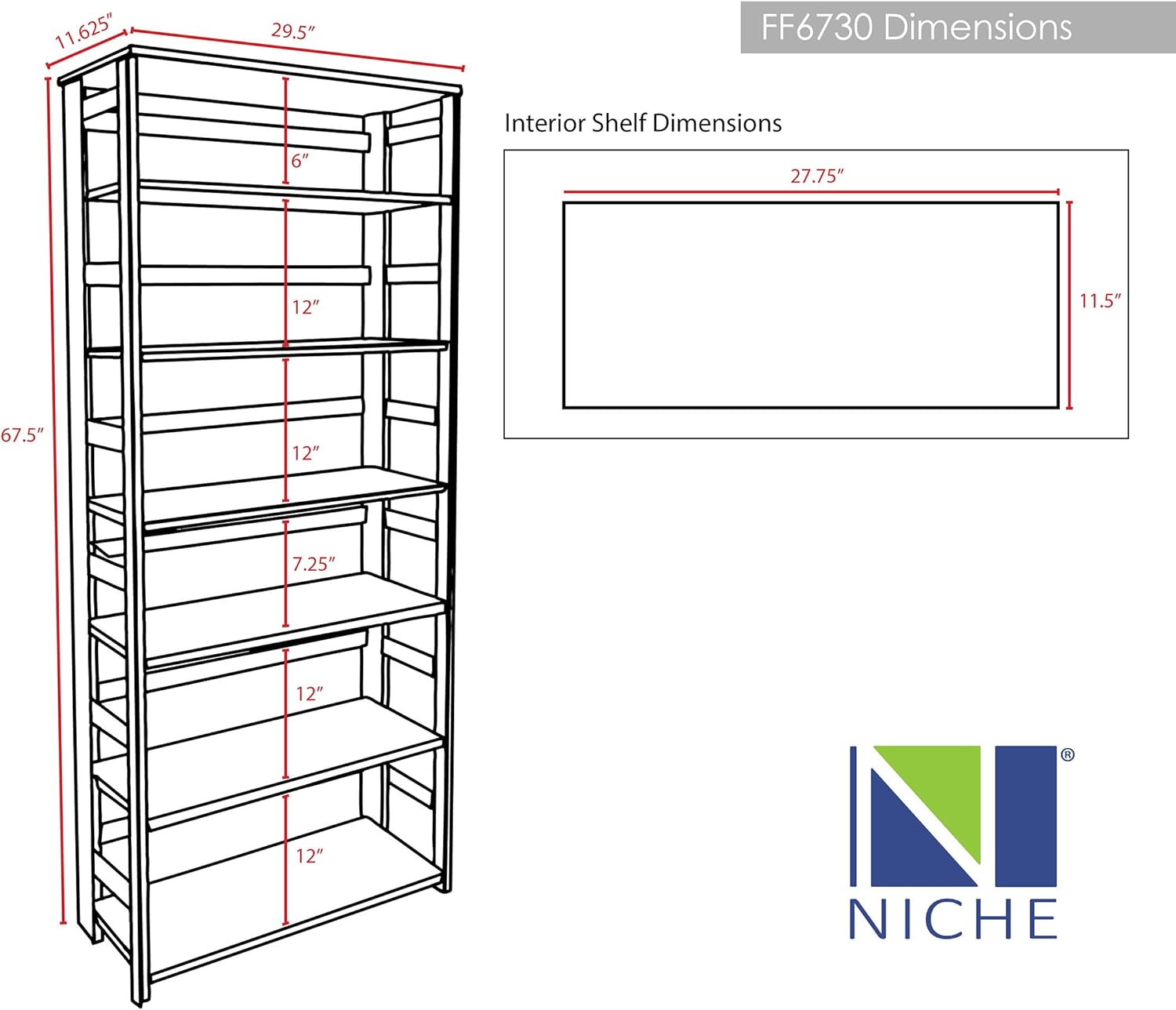 Regency Flip Flop Folding Bookcase, 67
