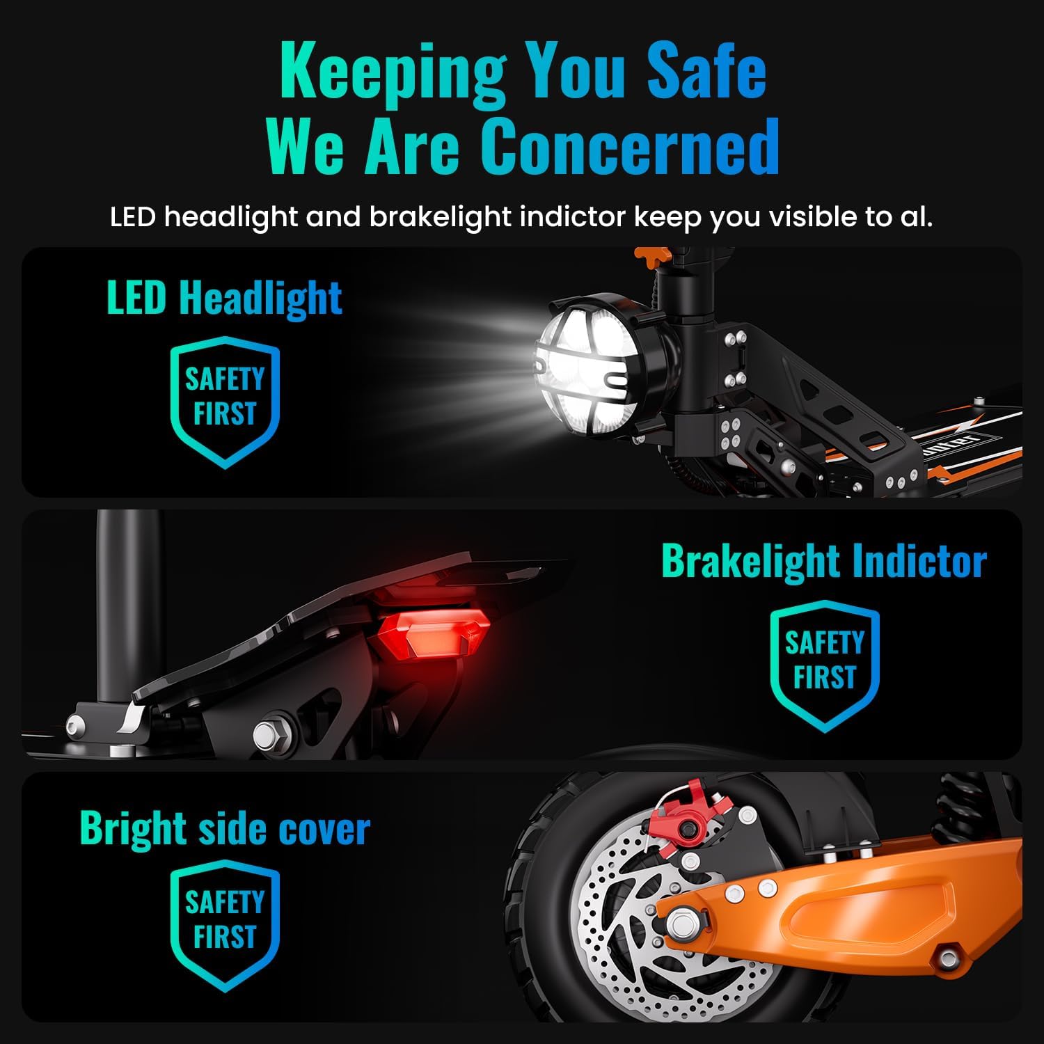 Electric Scooter for Adults, 48V 18Ah Battery, 50-60 Mile Range, 10.5-Inch Tire, Foldable E-Scooter, UL2272 Certified(864WH-with Seat)