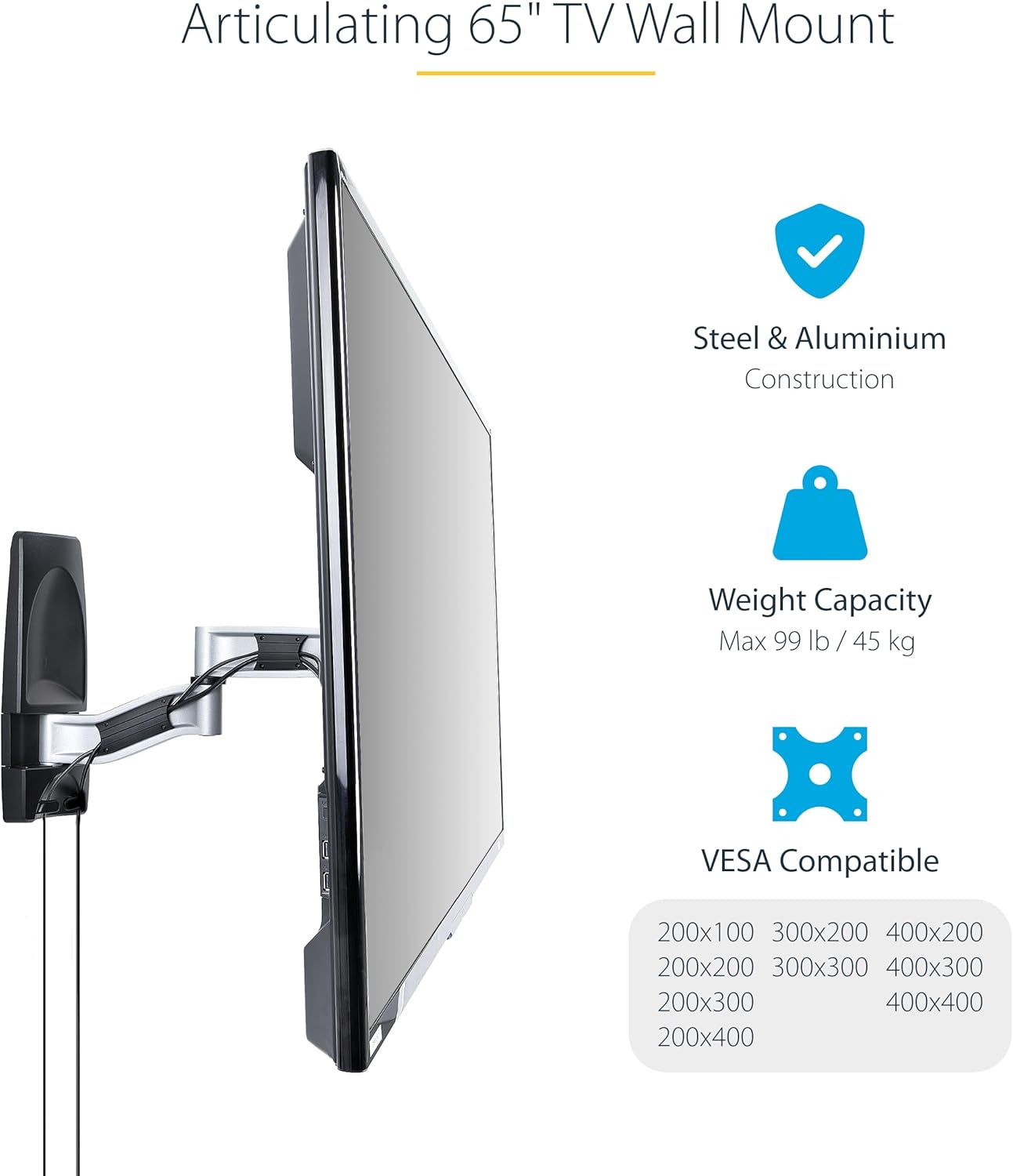 StarTech.com Laptop and Monitor Desk Mount - Displays up to 34in (8kg/17.6lb) & Computers (4.5kg/9.9lb) - Articulating VESA Tray Arm - Clamp/Grommet Mount