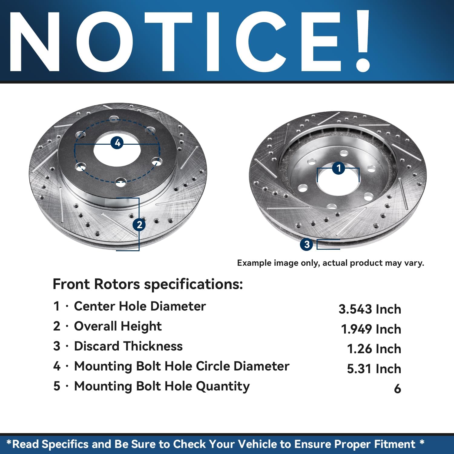 Detroit Axle - 4pc Brake Rotors for Ford 2018-2021 Expedition Lincoln Navigator 18-20 F-150 Lobo, Drilled and Slotted Disc Brake Rotors Replacement : 13.78
